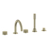 [105350EN00] Atrio Private Collection 5-Hole 2-Handle Deckmount Tub Filler with Knob Handles with 1.75 GPM Hand Shower - GROHE StarLight Chrome