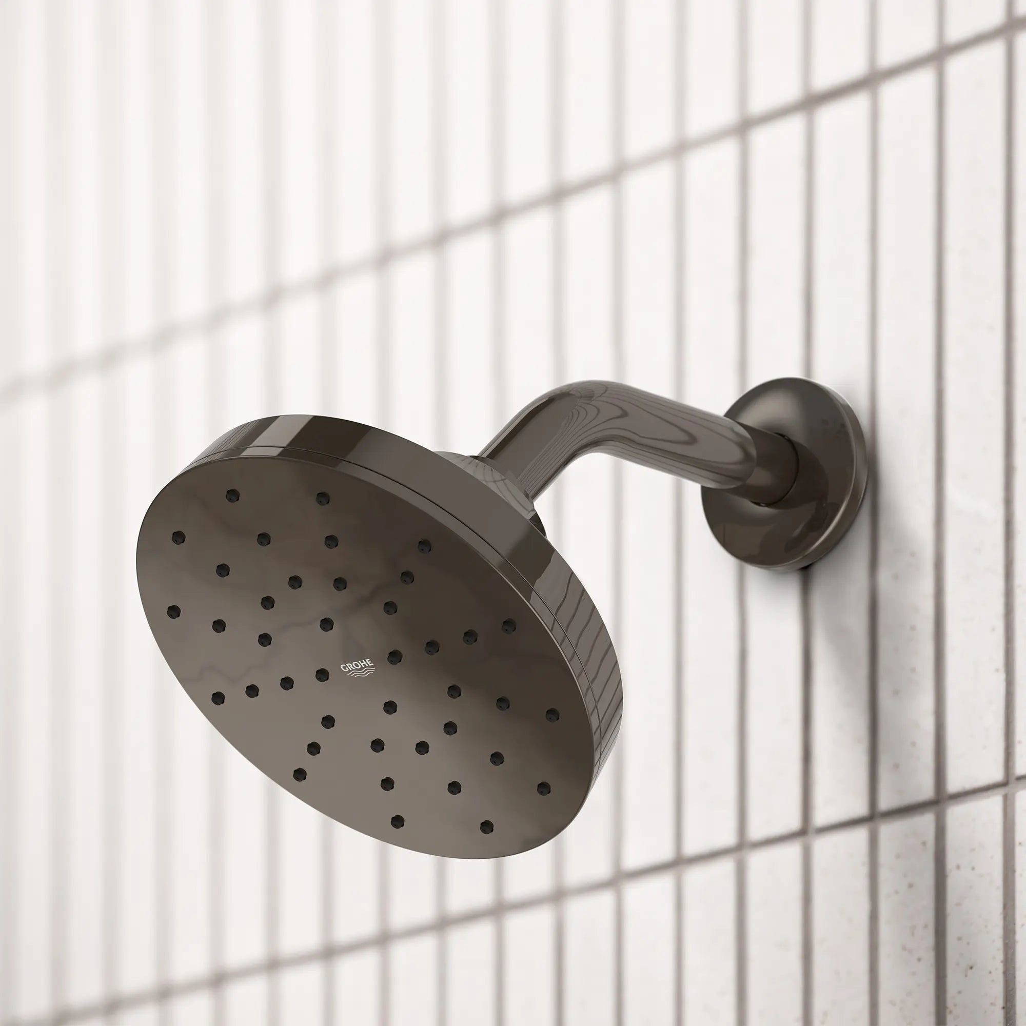 Euphoria 140 with AquaBooster Round Single Spray Shower Head 1.75 GPM (6.6L/min) // HARD GRAPHITE // 287486_Aqua_Booster_EnvironmentCloseUp_111714A000_0001_February2026_0_CDNwebp.webp