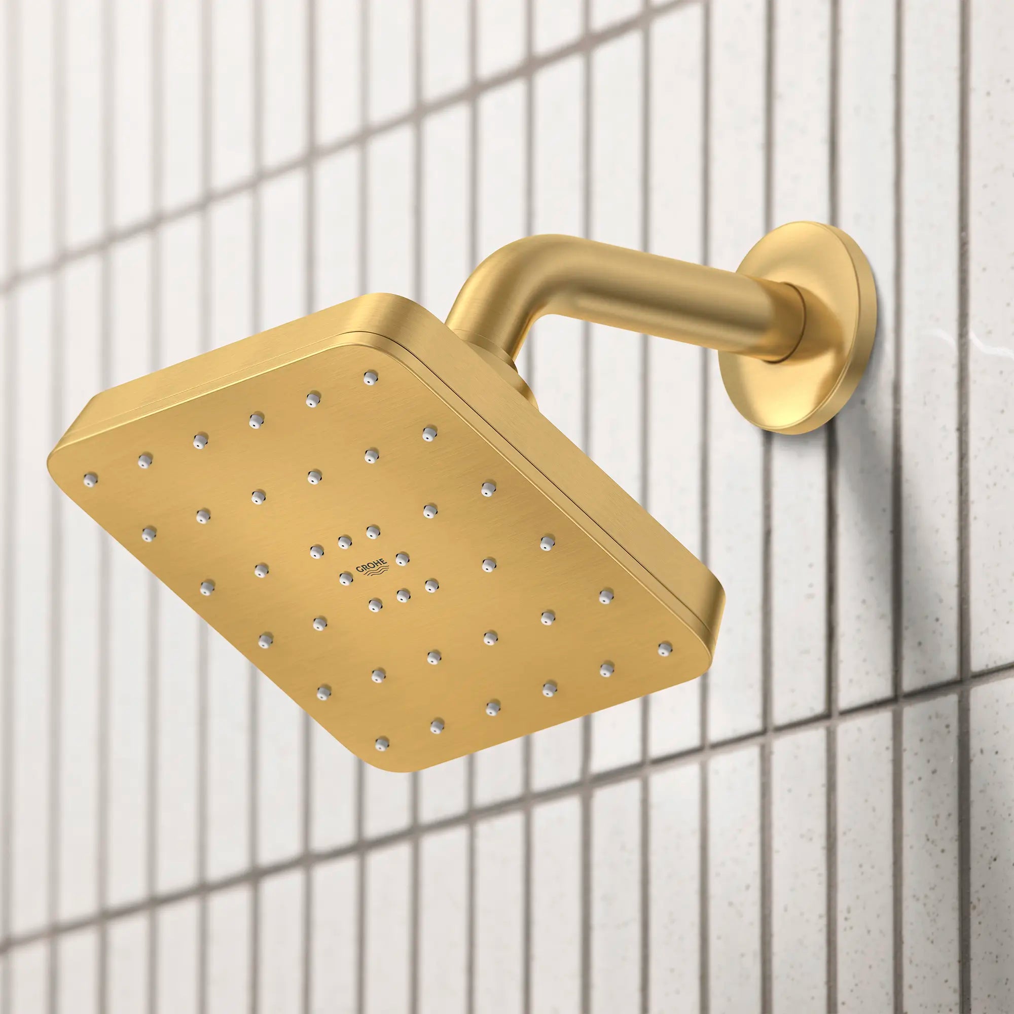 Euphoria 140 with AquaBooster Square Single Spray Shower Head 1.75 GPM (6.6L/min) // BRUSHED COOL SUNRISE // 287498_Aqua_Booster_EnvironmentCloseUp_111718GN00_0001_MARCH2026_0_CDNwebp.webp