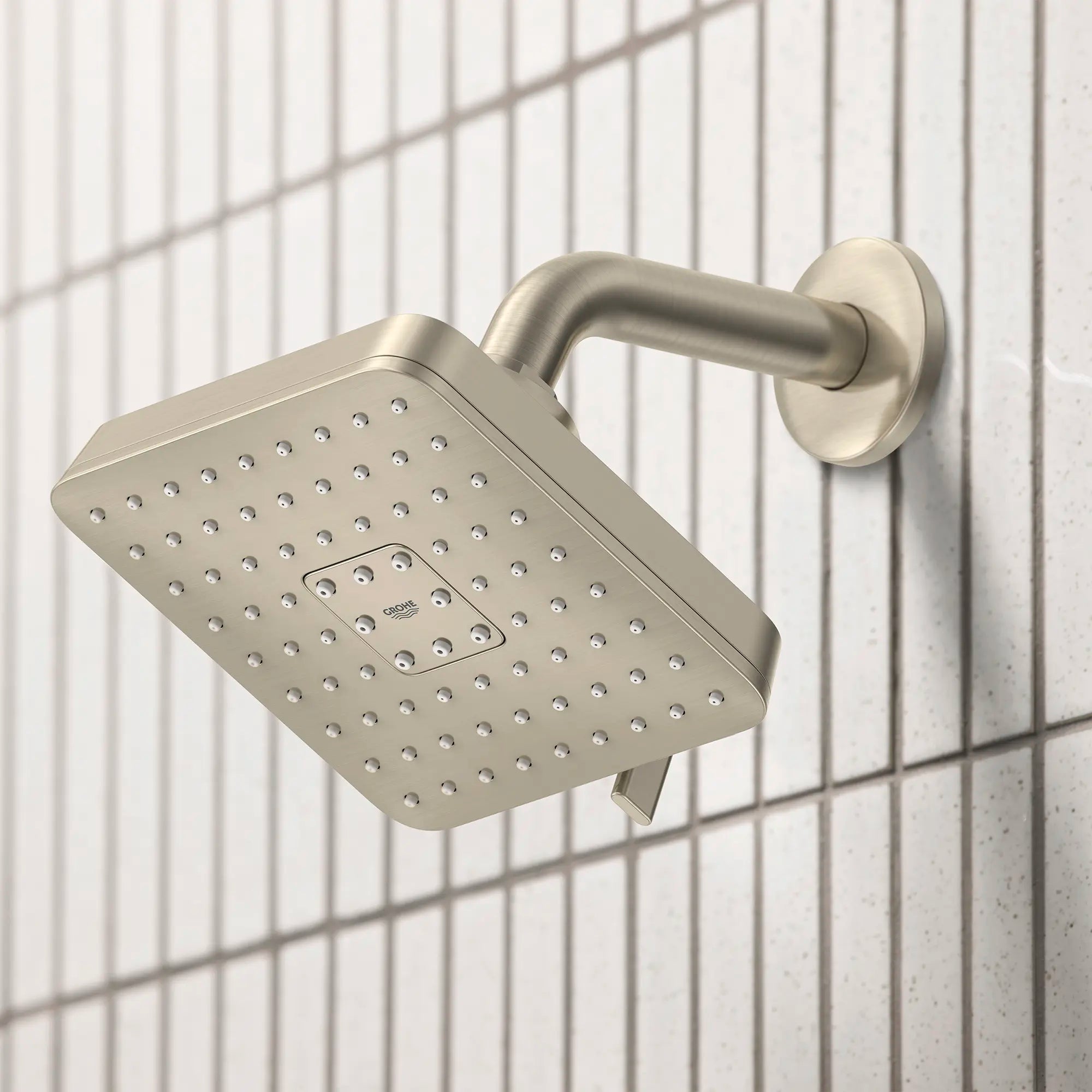 Euphoria 140 with AquaBooster Square Multi Spray Shower Head 1.75 GPM (6.6L/min) // BRUSHED NICKEL INFINITYFINISH // 287504_Aqua_Booster_EnvironmentCloseUp_111721EN00_0001_MARCH2026_0_CDNwebp.webp