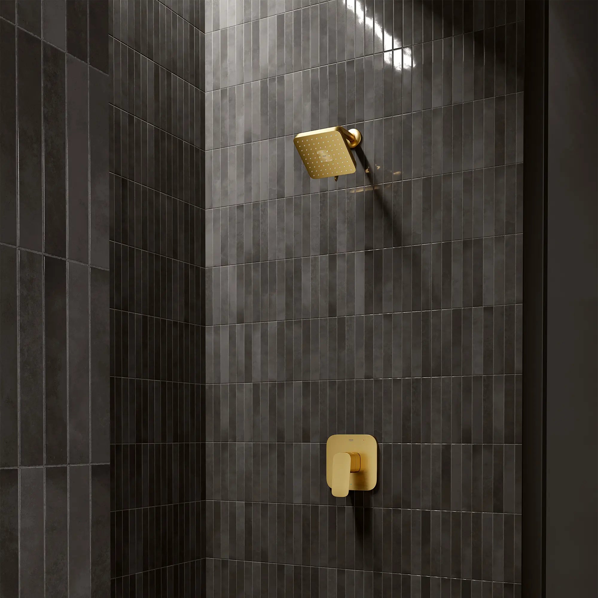 Euphoria 140 with AquaBooster Square Multi Spray Shower Head 1.75 GPM (6.6L/min) // BRUSHED COOL SUNRISE // 287507_Aqua_Booster_EnvironmentCloseUp_111721GN00_101928GN00_0001_MARCH2026_0_CDNwebp.webp
