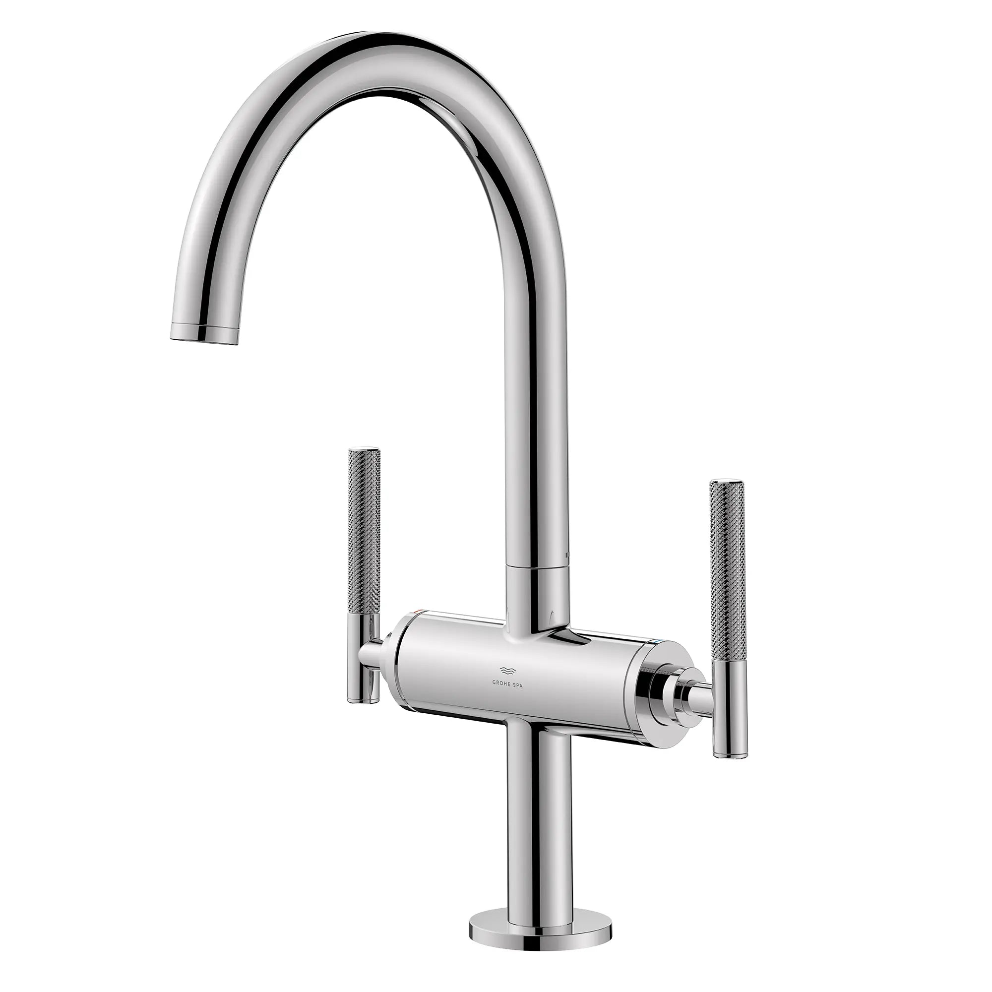 Atrio Single Hole Two-Handle L-Size Bathroom Faucet without Handles, 1.2 GPM (4.5 L/min) // GROHE STARLIGHT CHROME // 287630_Atrio_PC_SiloLeft_211460000_486460000_0001_JANUARY2026_0_CDNwebp.webp