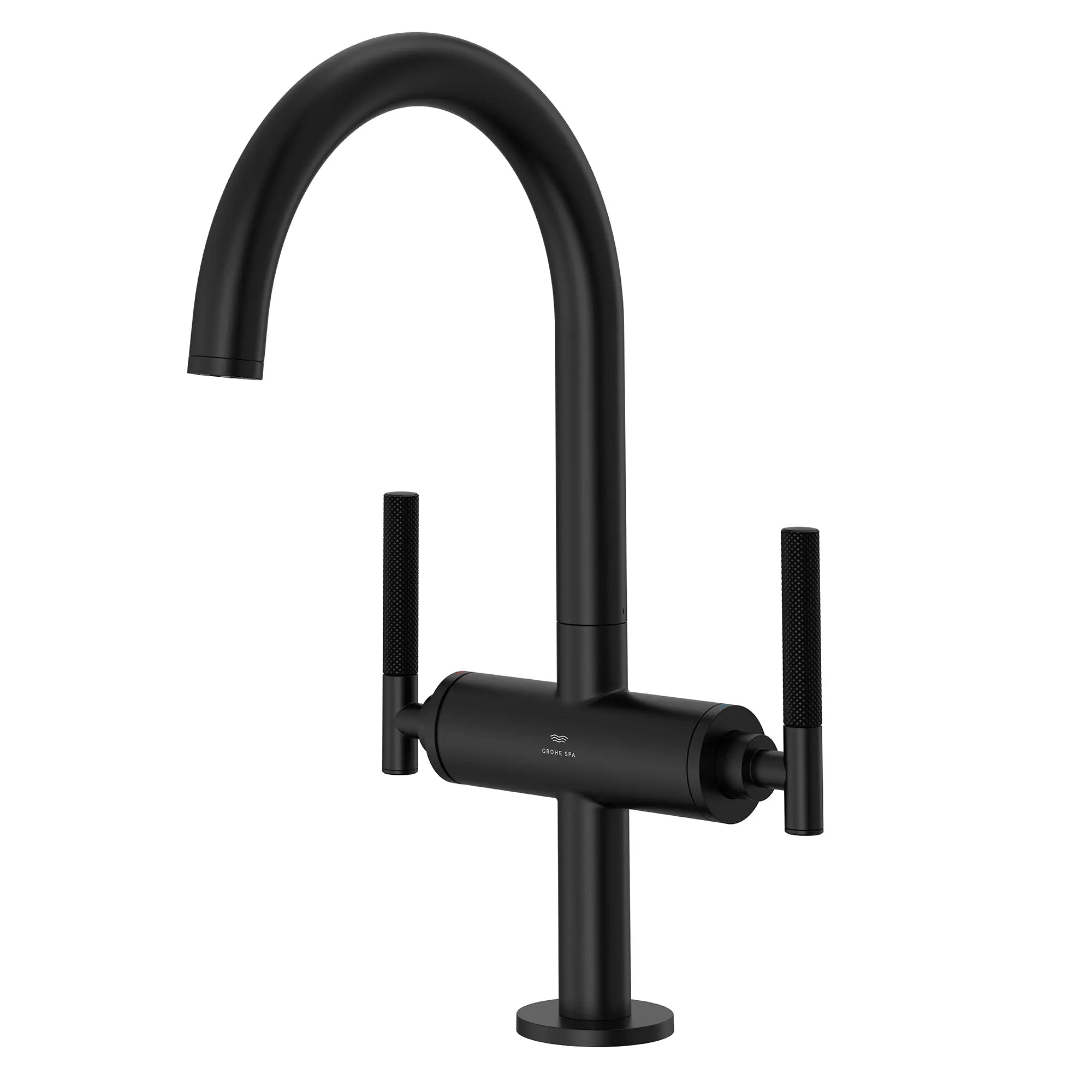 Atrio Single Hole Two-Handle L-Size Bathroom Faucet without Handles, 1.2 GPM (4.5 L/min) // MATTE BLACK // 287632_Atrio_PC_SiloLeft_211462430_486462430_0001_JANUARY2026_0_CDNwebp.webp