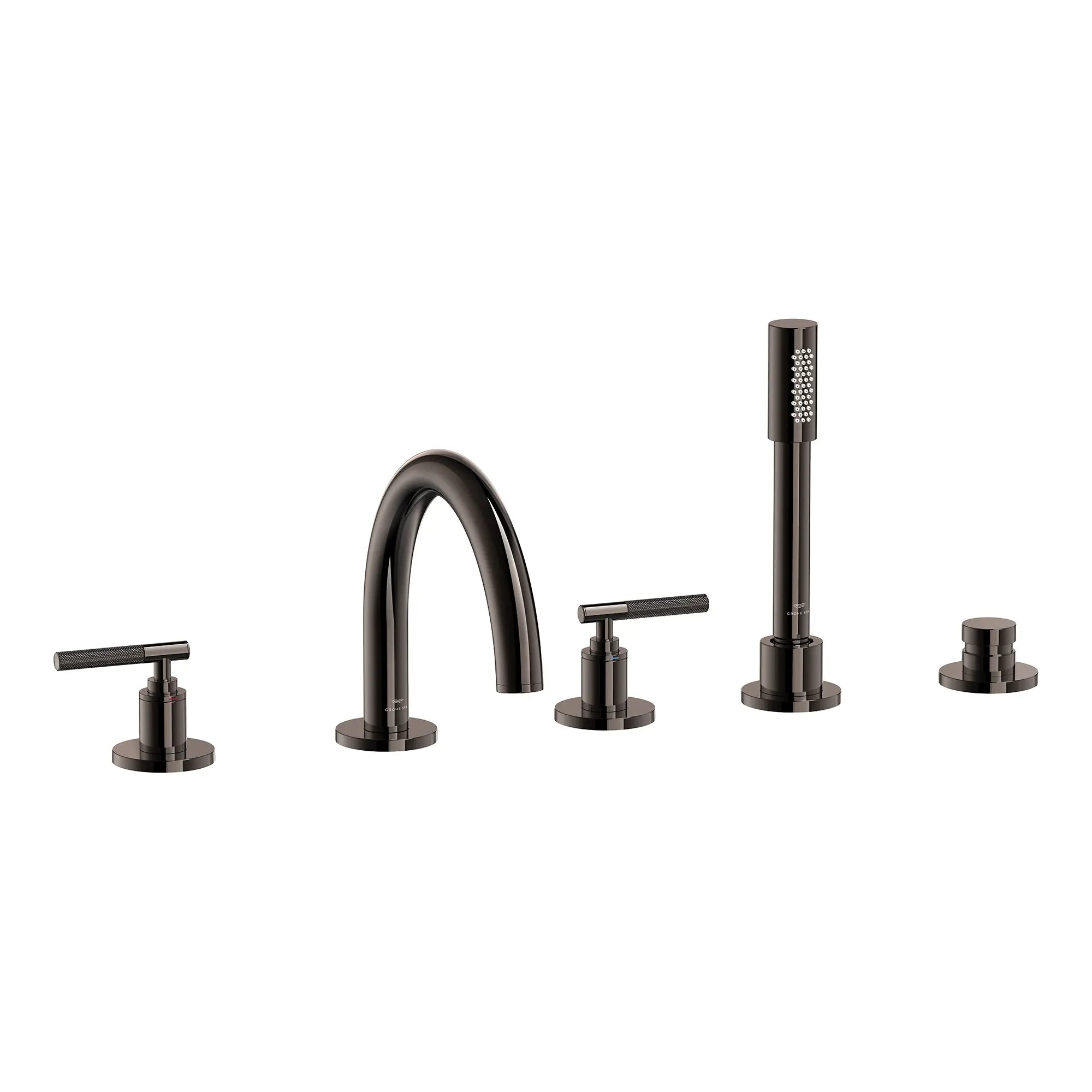 5-Hole 2-Handle Deck Mount Roman Tub Faucet with 6.6 L/min (1.75 GPM) Hand Shower // HARD GRAPHITE // 287654_Atrio_PC_SiloRight_25274A000_48651A000_0001_APRIL2026-1_0_CDNwebp.webp