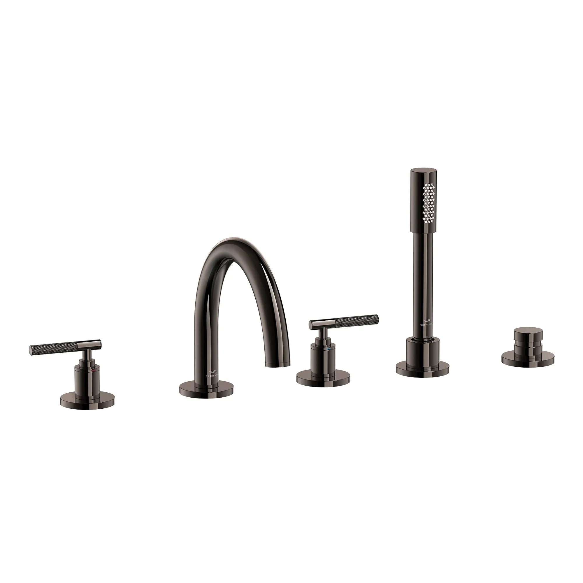 5-Hole 2-Handle Deck Mount Roman Tub Faucet with 6.6 L/min (1.75 GPM) Hand Shower // HARD GRAPHITE // 287655_Atrio_PC_SiloRight_25274A000_48651A000_0001_APRIL2026_0_CDNwebp.webp