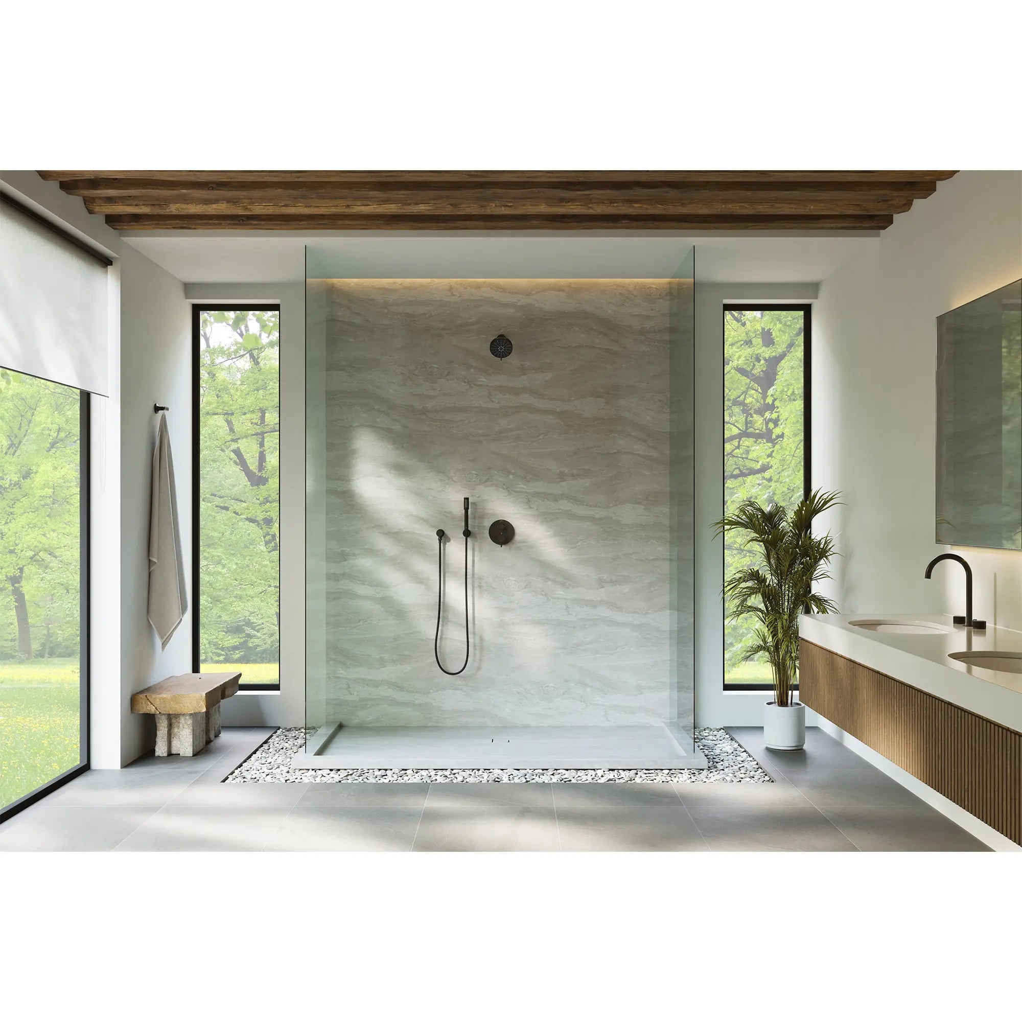Rainshower Aqua 140 Multi Spray 5 1/2" Shower Head with AquaBooster 1.75 GPM (6.6 L/min) // MATTE BLACK // 289346_Env._A-Atrio_PC_EnviromentFull_1053392430_270742430_268662430_266352430_1116112430_0001_MAY2026_1_CDNwebp.webp