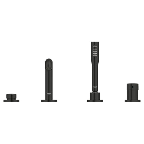 4-Hole Single-Handle Deck Mount Roman Tub Faucet with 1.75 GPM (6.6 L/min) Hand Shower - Matte Black