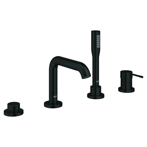 4-Hole Single-Handle Deck Mount Roman Tub Faucet with 6.6 L/min (1.75 gpm) Hand Shower - Matte Black