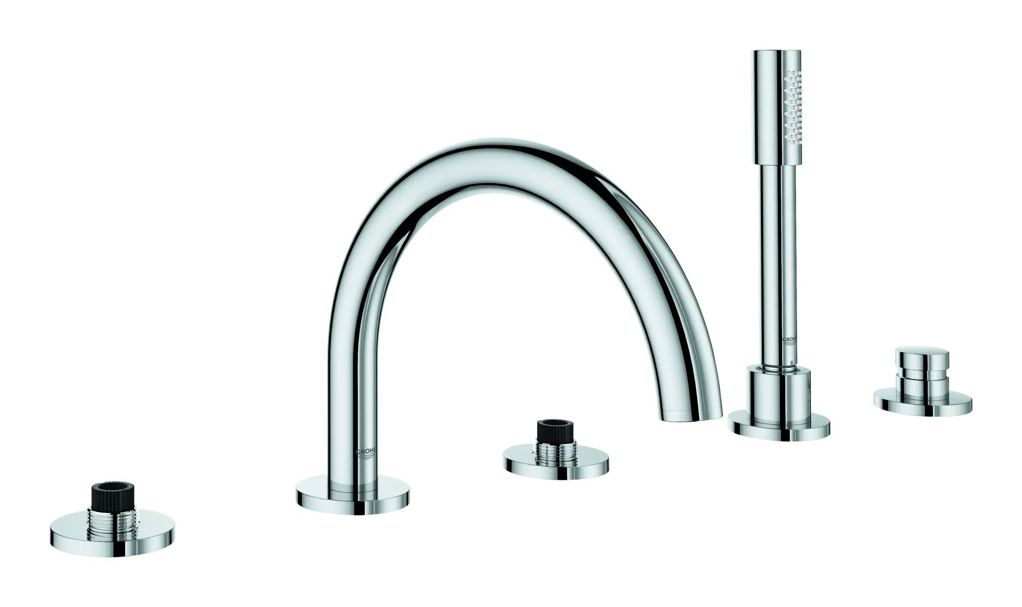 5-Hole 2-Handle Deck Mount Roman Tub Faucet with 1.75 GPM Hand Shower // GROHE STARLIGHT CHROME // 50012_25049003_0_CDNwebp.webp