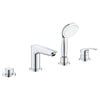 [25245003] 4-Hole Single Handle Deck Mount Roman Tub Faucet with 1.75 GPM (6.6 L/min) Hand Shower - GROHE StarLight Chrome