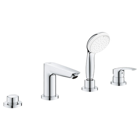 4-Hole Single Handle Deck Mount Roman Tub Faucet with 1.75 GPM (6.6 L/min) Hand Shower - GROHE StarLight Chrome