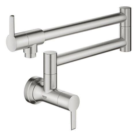 GROHE Zedra 2-Handle Wall Mount Pot Filler - SuperSteel InfinityFinish