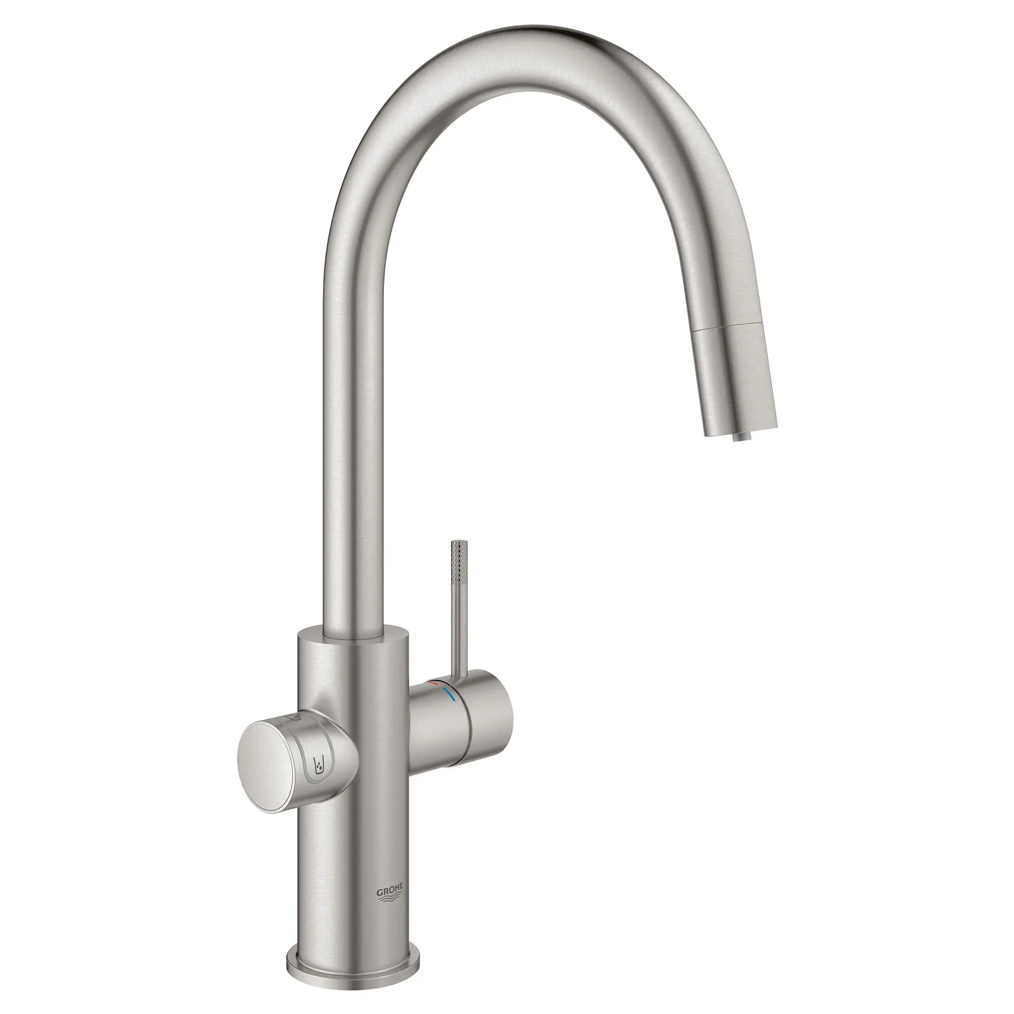 GROHE Blue Single-Handle Pull Down Kitchen Faucet Single Spray 1.75 GPM (6.6 L/min) with Chilled & Sparkling Water // SUPERSTEEL INFINITYFINISH // 53530_31251DC2_0_CDNwebp.webp