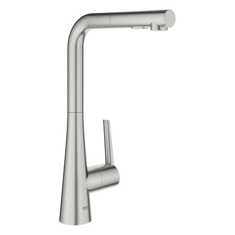 GROHE Zedra Single-Handle Pull-Out Kitchen Faucet Dual Spray 1.75 GPM (6.6 L/min) - SuperSteel InfinityFinish