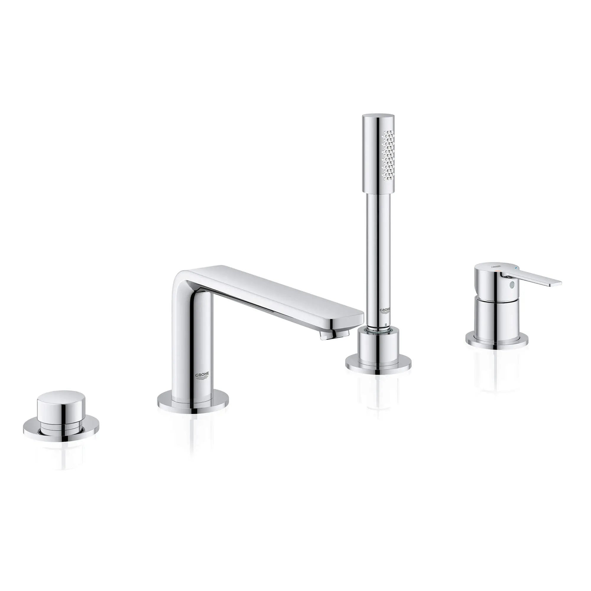 4-Hole Single-Handle Deck Mount Roman Tub Faucet with 1.75 GPM (6.6 L/min) Hand Shower // GROHE STARLIGHT CHROME // 545_19577001-four-hole-bathtub-faucet-with-handshower-enviro-3_0_CDNwebp.webp