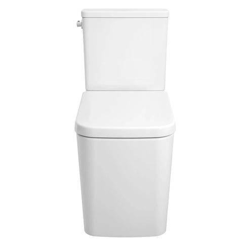 Two-piece Right Height Elongated Toilet with seat, Left-Hand Trip Lever - Alpine White