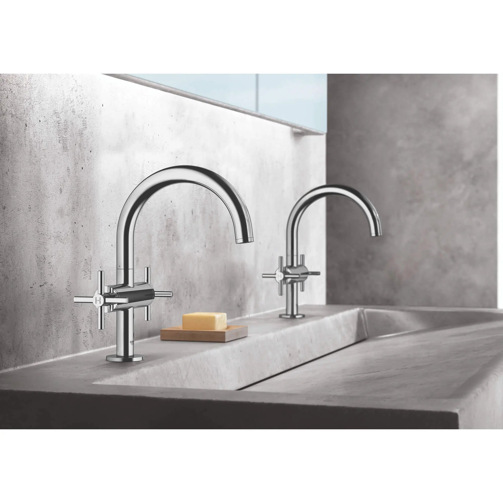 Single Hole Two-Handle M-Size Bathroom Faucet 1.2 GPM // GROHE STARLIGHT CHROME // 612_21031003-single-hole-bathroom-faucet-m-size-enviro-1_0_CDNwebp.webp