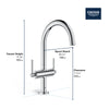 [21027003] Single Hole Two-Handle L-Size Bathroom Faucet 1.2 GPM - GROHE StarLight Chrome