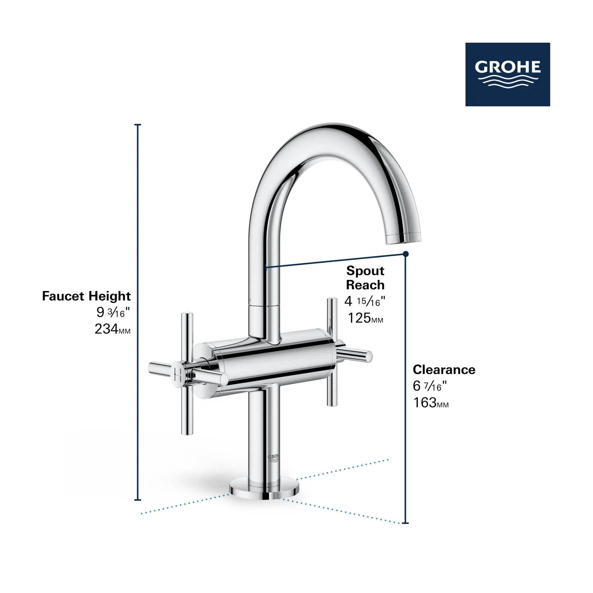 Single Hole Two-Handle M-Size Bathroom Faucet 1.2 GPM // GROHE STARLIGHT CHROME // 68463_GROHE_Atrio_Bath_2-Handle_Faucet_21031_3_Infographics_2_0_CDNwebp.webp