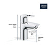 [23084001] Single Hole Single-Handle S-Size Bathroom Faucet, 1.2 GPM (4.5 L/min) - GROHE StarLight Chrome