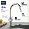 [31251002] GROHE Blue Single-Handle Pull Down Kitchen Faucet Single Spray 1.75 GPM (6.6 L/min) with Chilled & Sparkling Water - GROHE StarLight Chrome