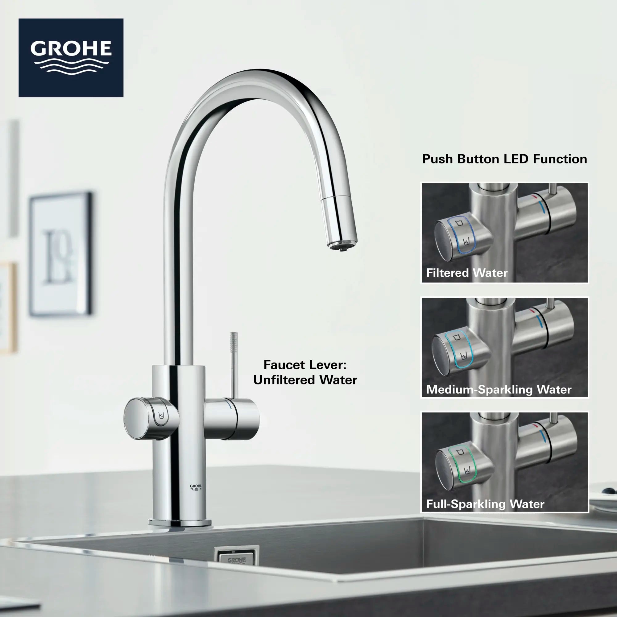 GROHE Blue Single-Handle Pull Down Kitchen Faucet Single Spray 1.75 GPM (6.6 L/min) with Chilled & Sparkling Water // GROHE STARLIGHT CHROME // 68526_GROHE_Infographics_Blue_C-spout_31251_F3_0_CDNwebp.webp
