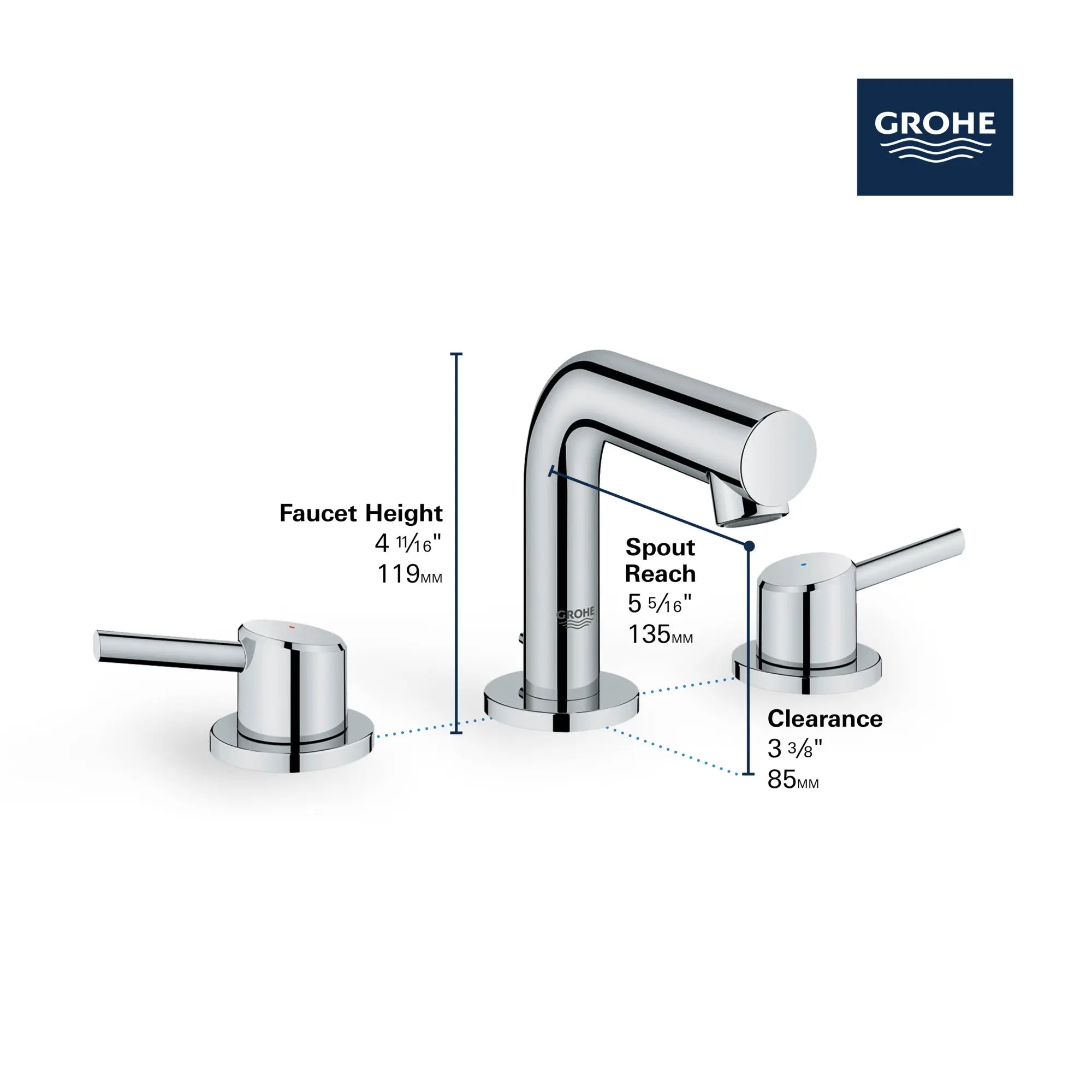 8-inch Widespread 2-Handle S-Size Bathroom Faucet, 1.2 GPM (4.5 L/min) // GROHE STARLIGHT CHROME // 68552_GROHE_Concetto_Bath_2-Handle_S-Size_Faucet_20572_1_Infographics_2_0_CDNwebp.webp