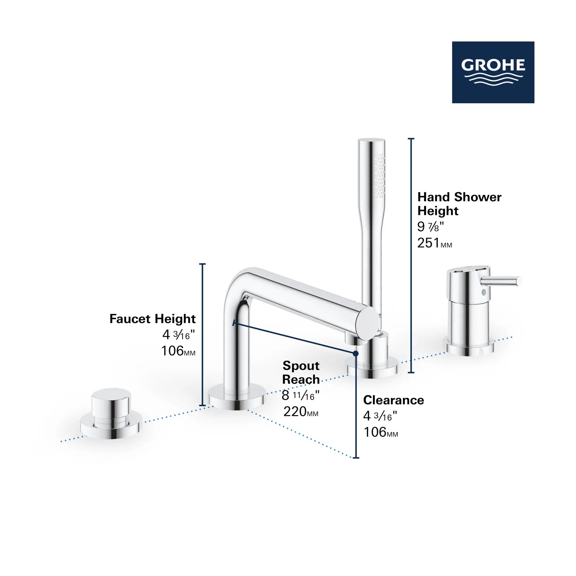 4-Hole Single-Handle Deck Mount Roman Tub Faucet with 1.75 GPM (6.6 L/min) Hand Shower // GROHE STARLIGHT CHROME // 68561_GROHE_Concetto_Bath_Roman_Tub_Faucet_19576_2_Infographics_2_0_CDNwebp.webp