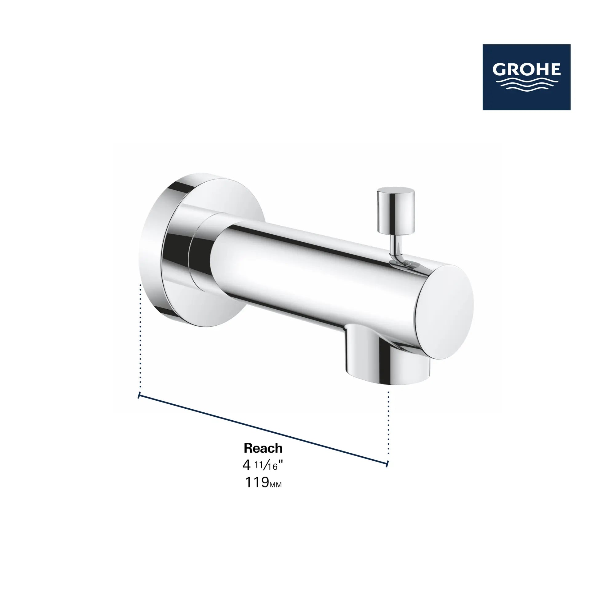 Diverter Tub Spout // GROHE STARLIGHT CHROME // 68578_GROHE_Concetto_Tub_Spout_Dimensional_13366_0_Infographics_1_0_CDNwebp.webp