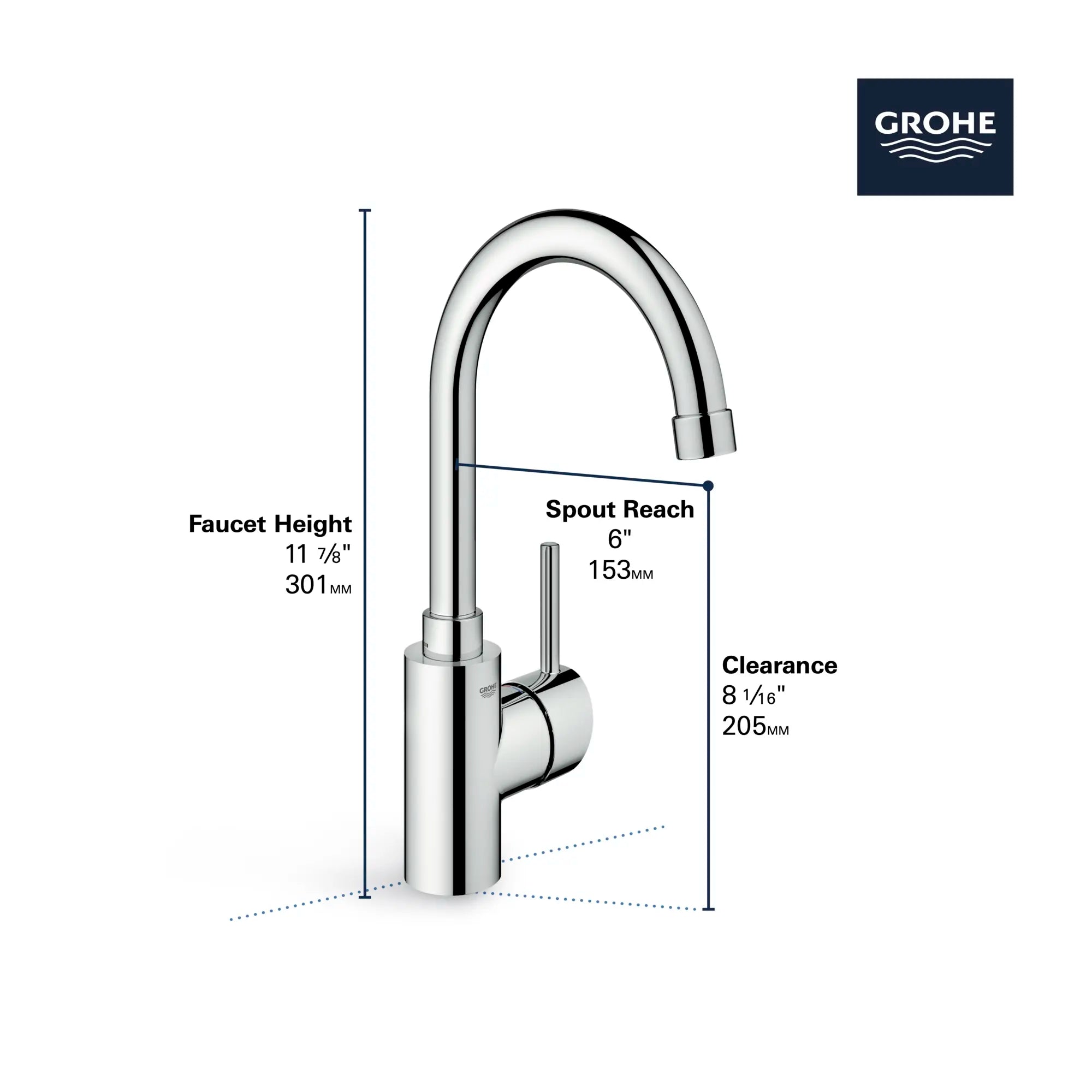 Single-Handle Pull Down Dual Spray Bar Faucet 5.7 L/min (1.5 gpm) // GROHE STARLIGHT CHROME // 68602_GROHE_Concetto_Kitchen_Faucet_31518_0_Infographics_2_0_CDNwebp.webp