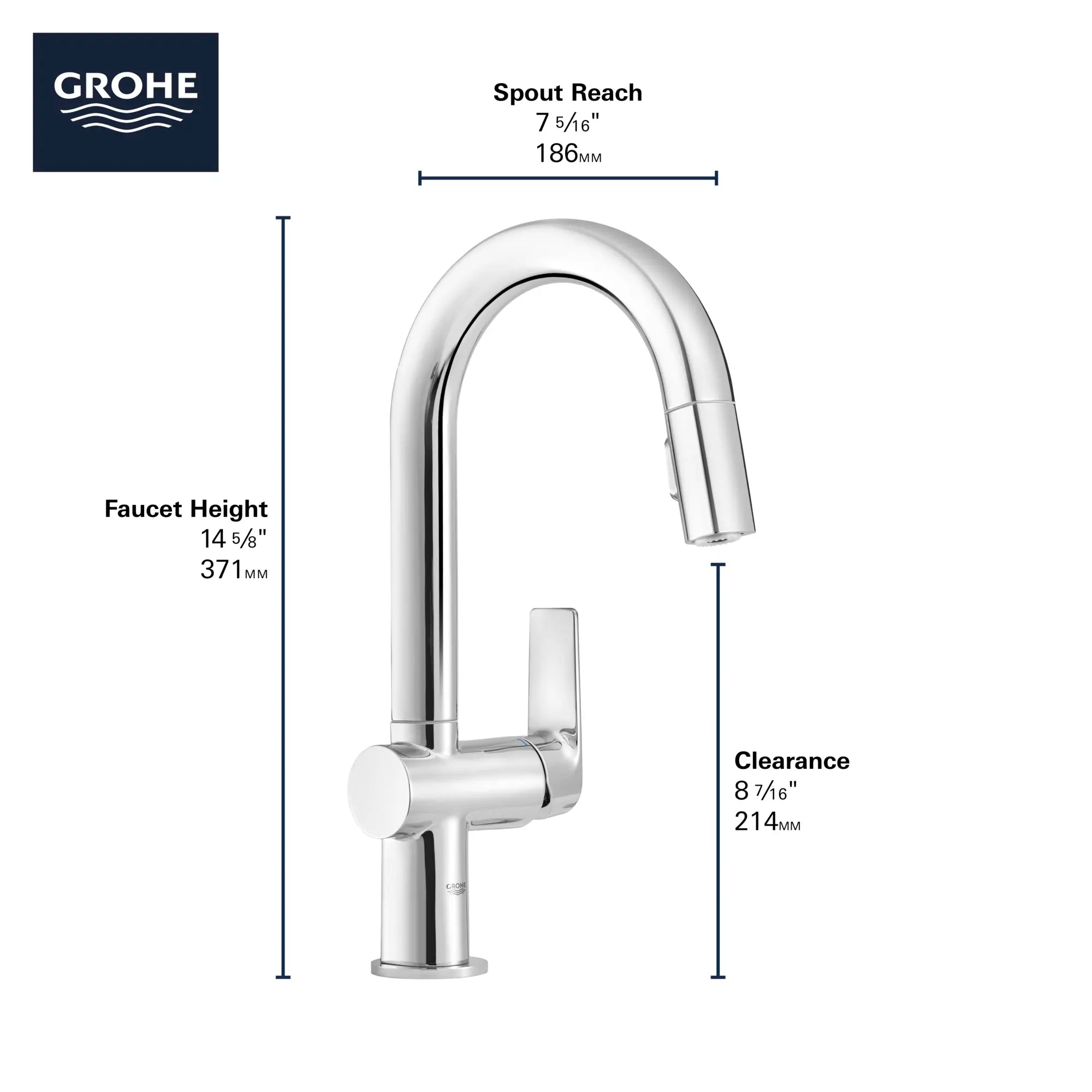 Single-Handle Pull Down Dual Spray Bar Faucet 1.75 GPM (6.6 L/min) // GROHE STARLIGHT CHROME // 68616_GROHE_Info_Defined_Kitchen_30378_F2_0_CDNwebp.webp