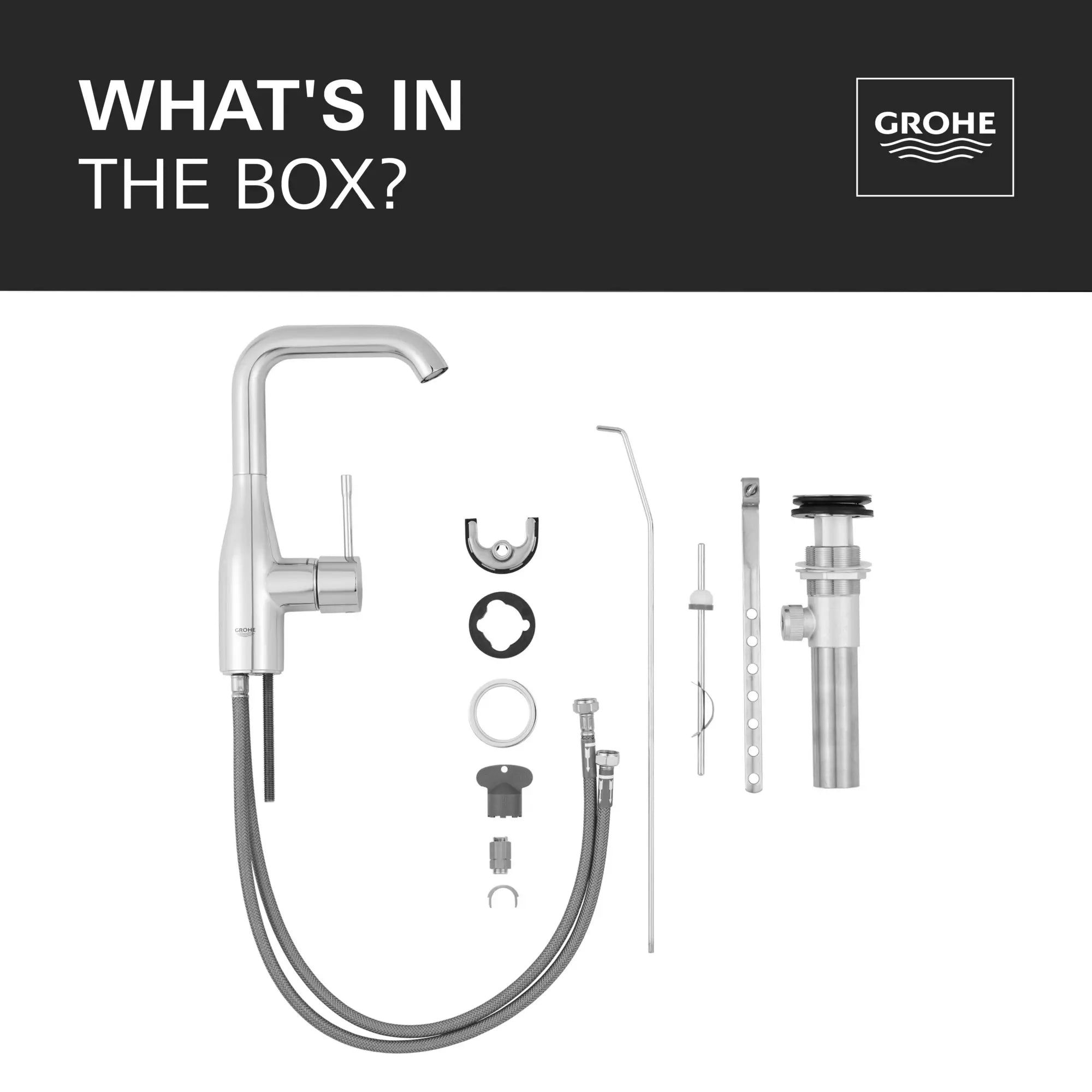 Single Hole Single-Handle L-Size Bathroom Faucet, 1.2 GPM (4.5 L/min) // GROHE STARLIGHT CHROME // 68620_2021_GROHE_Essence_WhatsintheBox_23486_A_Infographics_1_CDNwebp.webp