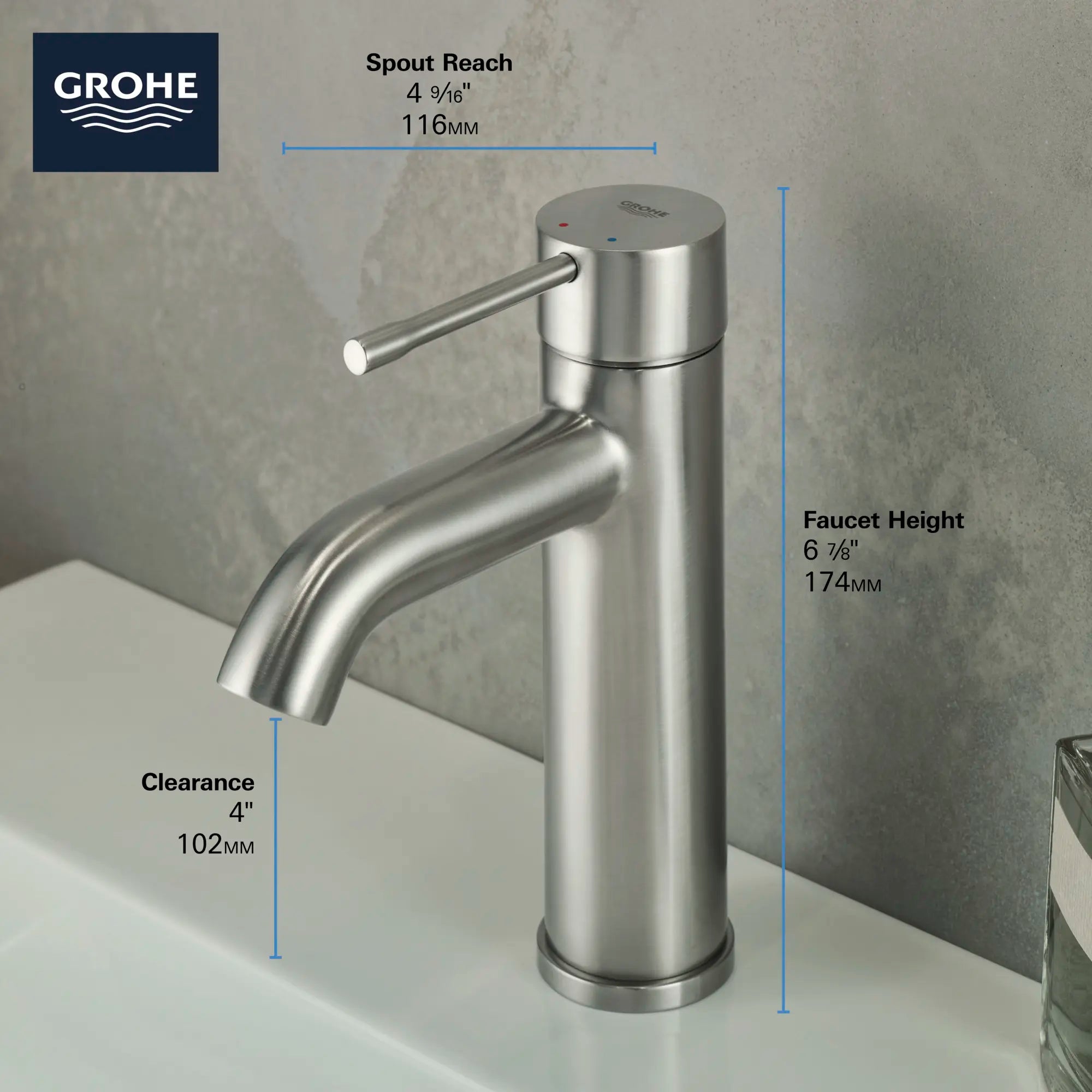 Single Hole Single-Handle S-Size Bathroom Faucet, 1.2 GPM (4.5 L/min) // GROHE STARLIGHT CHROME // 68645_GROHE_Infographics_Essence_Bath_OHM_S-Size_23592_F2_0_CDNwebp.webp