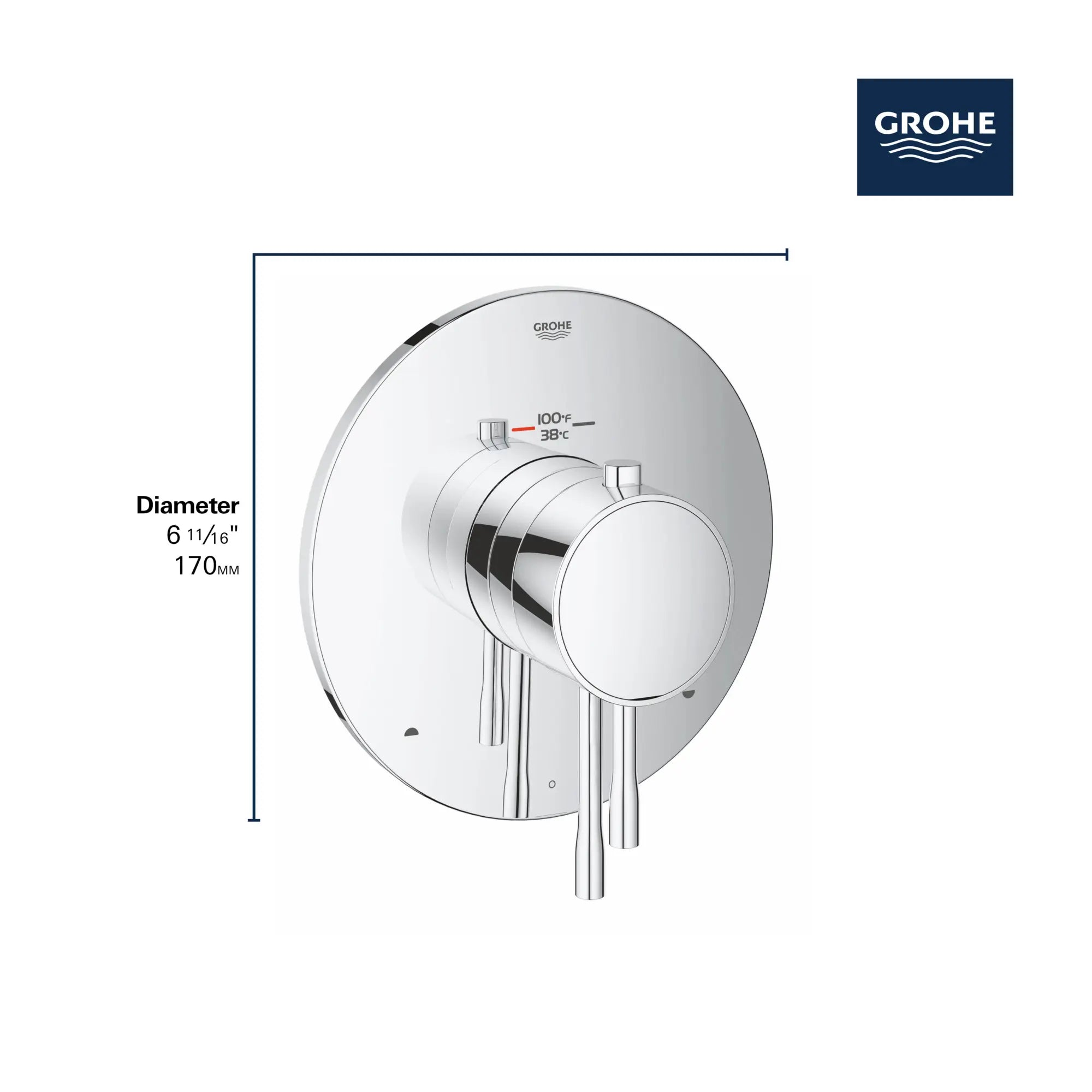 Dual Function Thermostatic Valve Trim // GROHE STARLIGHT CHROME // 68674_GROHE_Essence_Trim_19988_1_Infographics_2_0_CDNwebp.webp