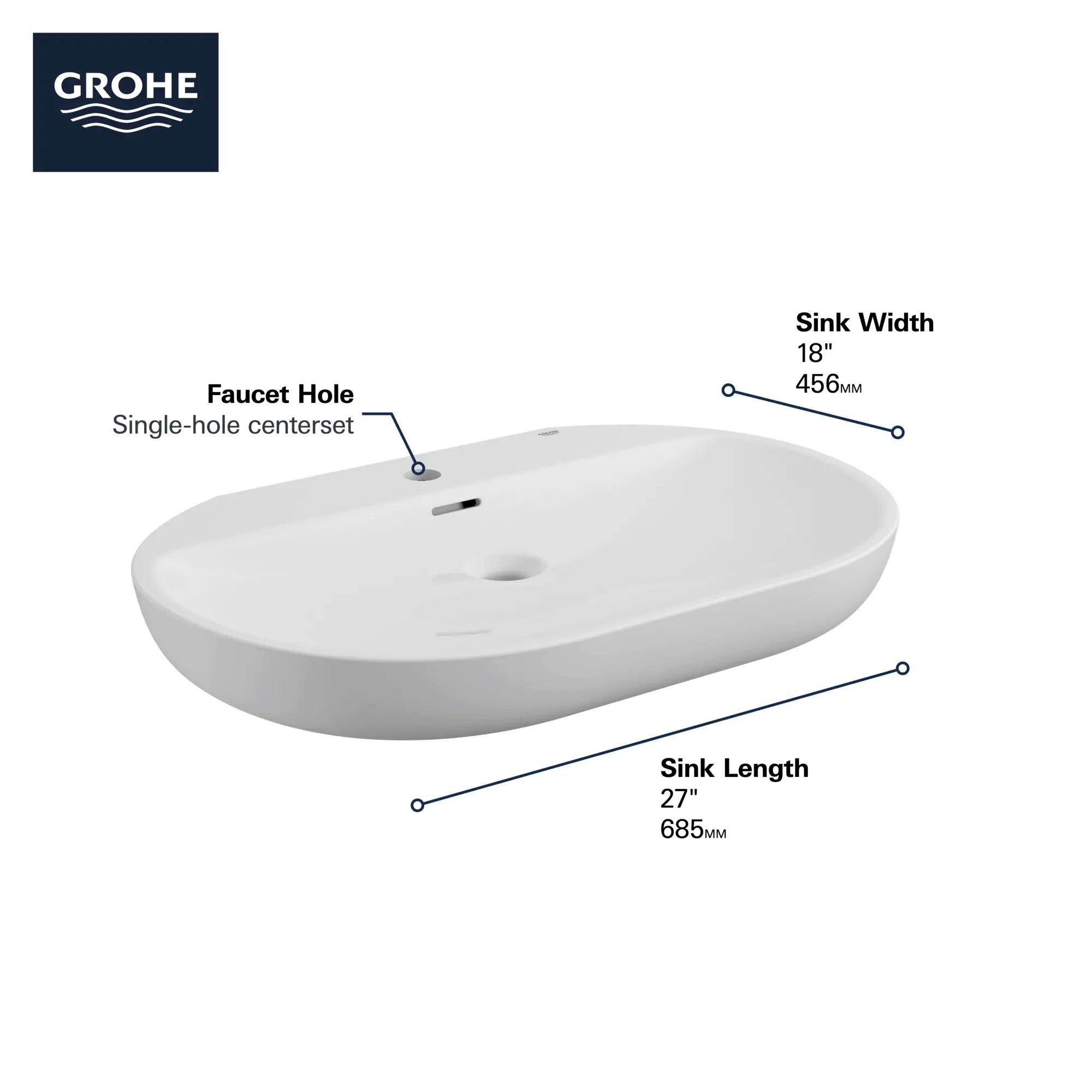 Wall Mount 27" Bathroom Sink, 1-hole // ALPINE WHITE // 68705_GROHE_Essence_Sink_Info_39669000_1_0_CDNwebp.webp