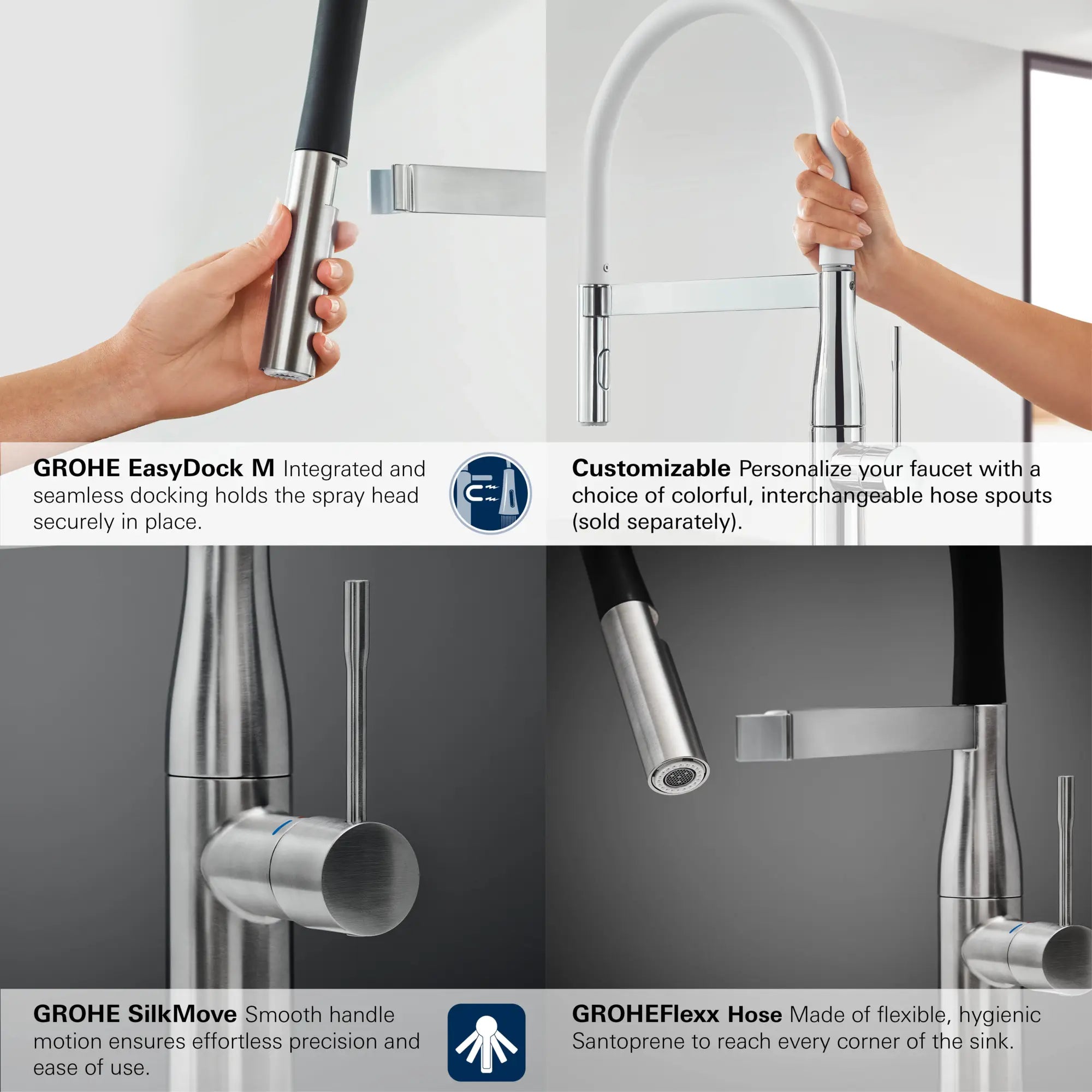 Single-Handle Semi-Pro Dual Spray Kitchen Faucet 6.6 L/min (1.75 gpm) // GROHE STARLIGHT CHROME // 68717_GROHE_Infographics_30295_0_30321_0_EssenceSemi-Pro_Kitchen_2_0_CDNwebp.webp
