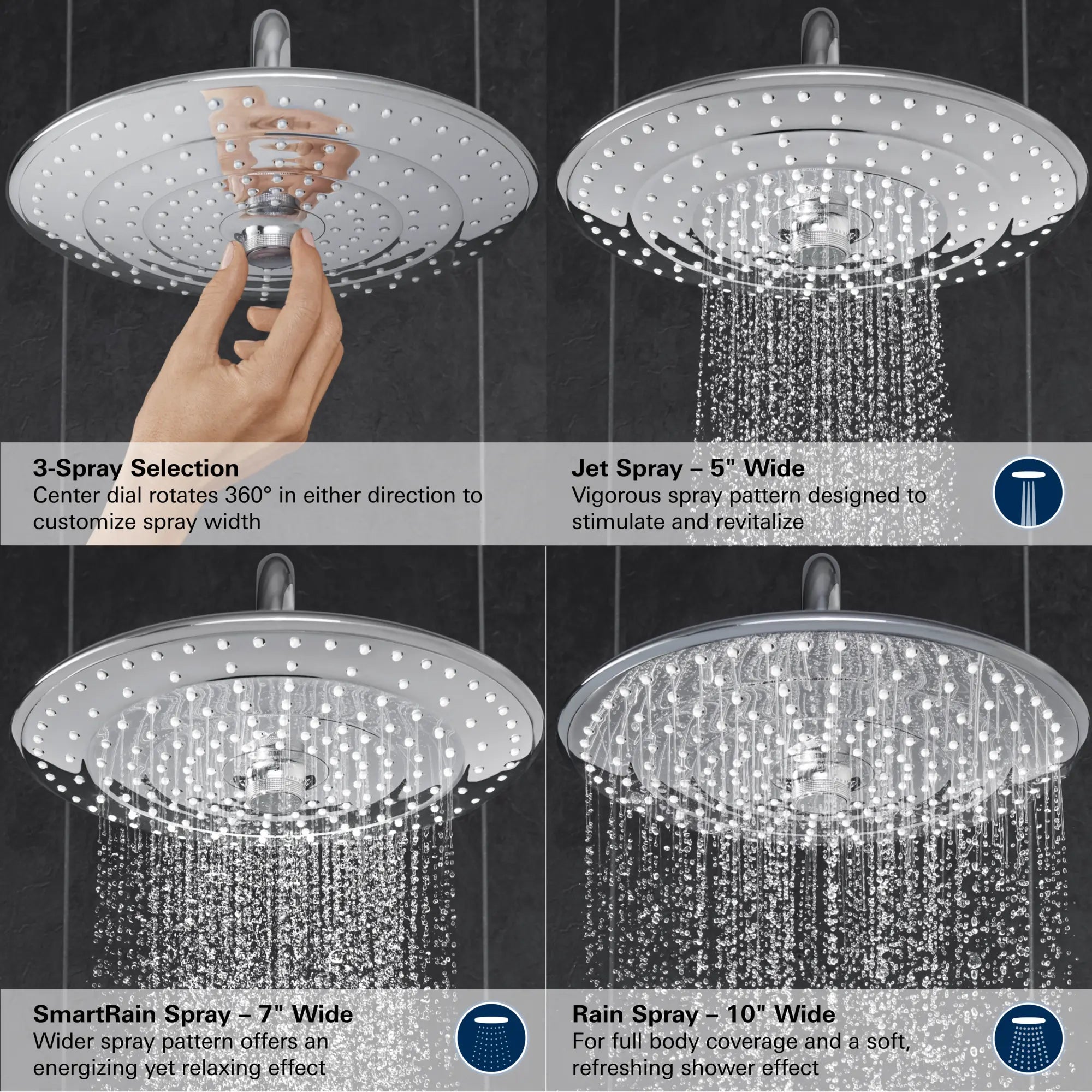 260 Thermostatic Tub/Shower System, 1.75 gpm (6.6 L/min) // GROHE STARLIGHT CHROME // 68744_GROHE_Euphoria_Shower_26177_2_26128_2_Infographics_1_0_CDNwebp.webp