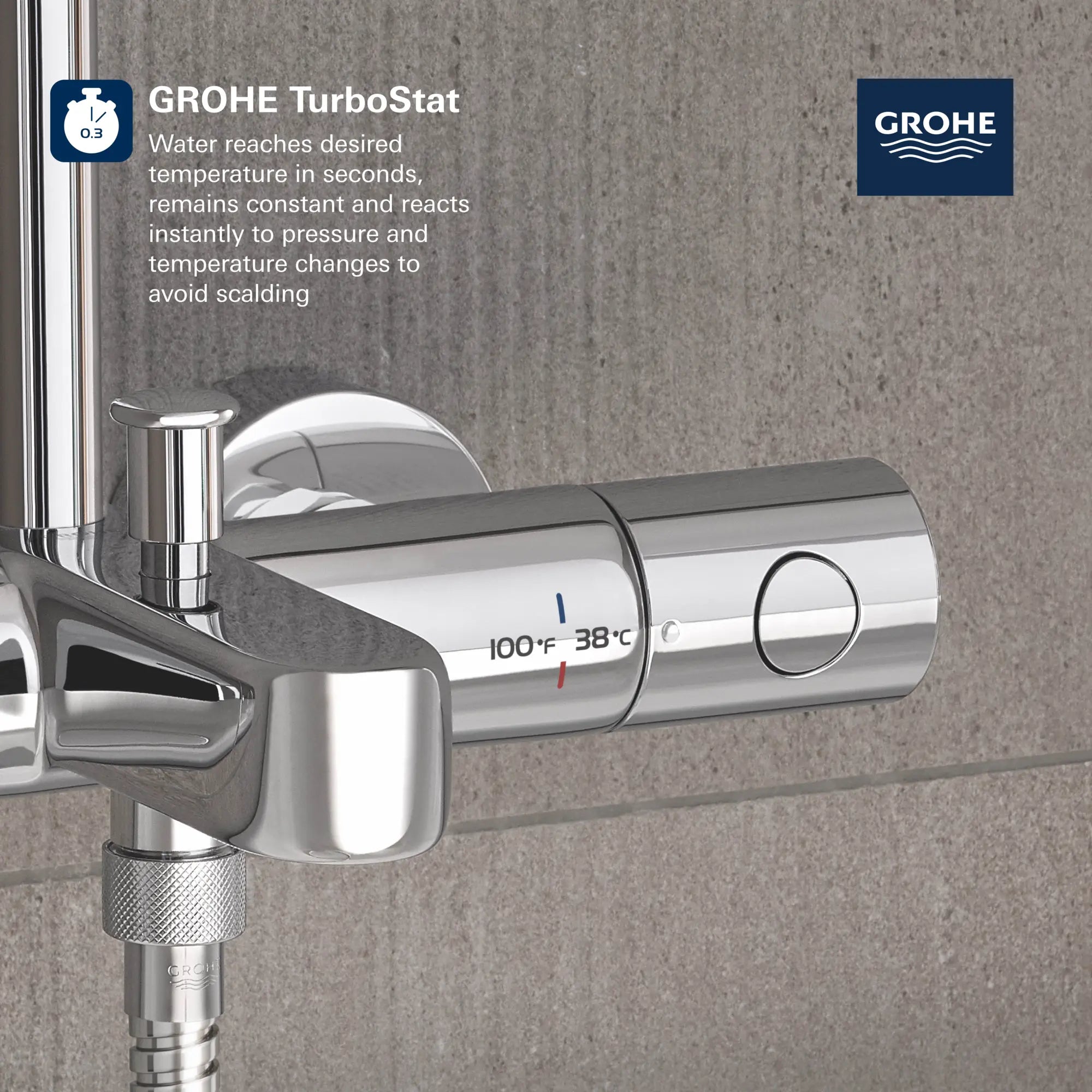 260 Thermostatic Tub/Shower System, 1.75 gpm (6.6 L/min) // GROHE STARLIGHT CHROME // 68755_GROHE_Euphoria_Tub_Shower_26177_2_Infographics_2_0_CDNwebp.webp