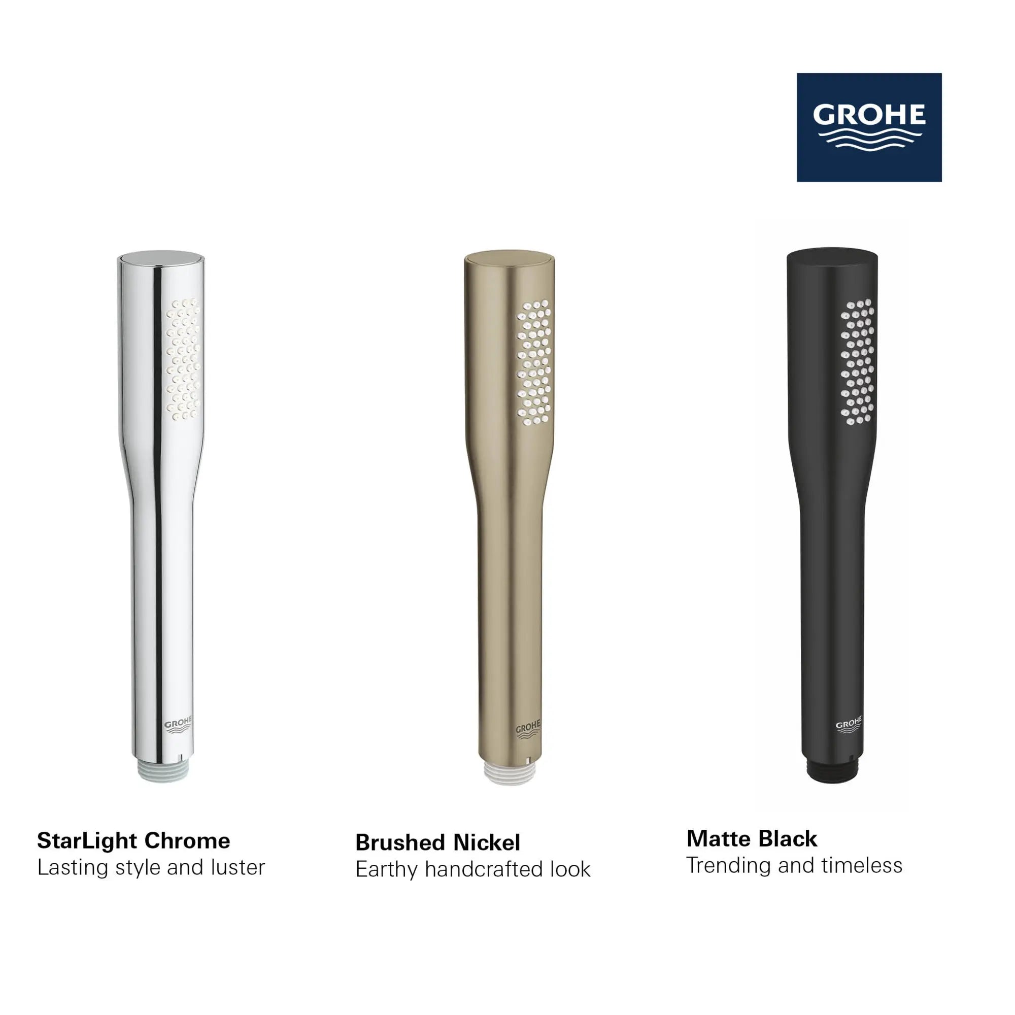 Stick Hand Shower - 1 Spray, 6.6 L/min (1.75 gpm) // GROHE STARLIGHT CHROME // 68760_GROHE_Matte_Black_Launch_FINISH_26466_0_EUPHORIA_COSMOPOLITAN_STICK_HAND_SHOWER_Info_1_0_CDNwebp.webp