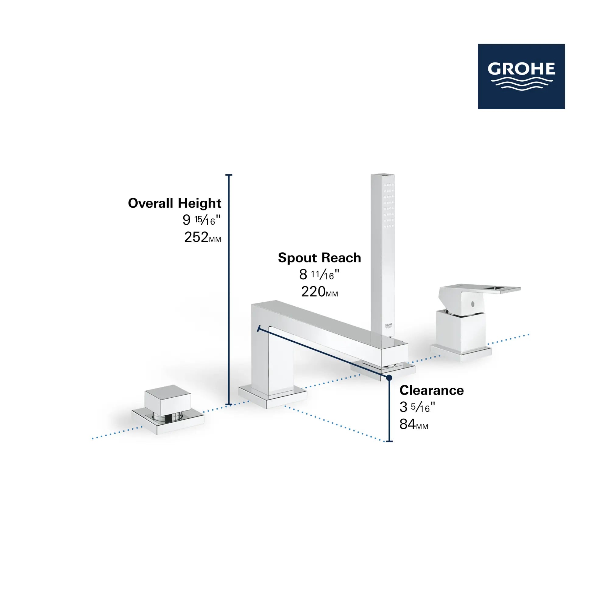 4-Hole Single-Handle Deck Mount Roman Tub Faucet with 1.75 GPM (6.6 L/min) Hand Shower // GROHE STARLIGHT CHROME // 68781_GROHE_Eurocube_Bath_DeckMount_Tub_Filler_19897_1_Infographics_2_0_CDNwebp_5ce0b8ee-d2fa-4ffe-92f5-f2dda6ac9030.webp
