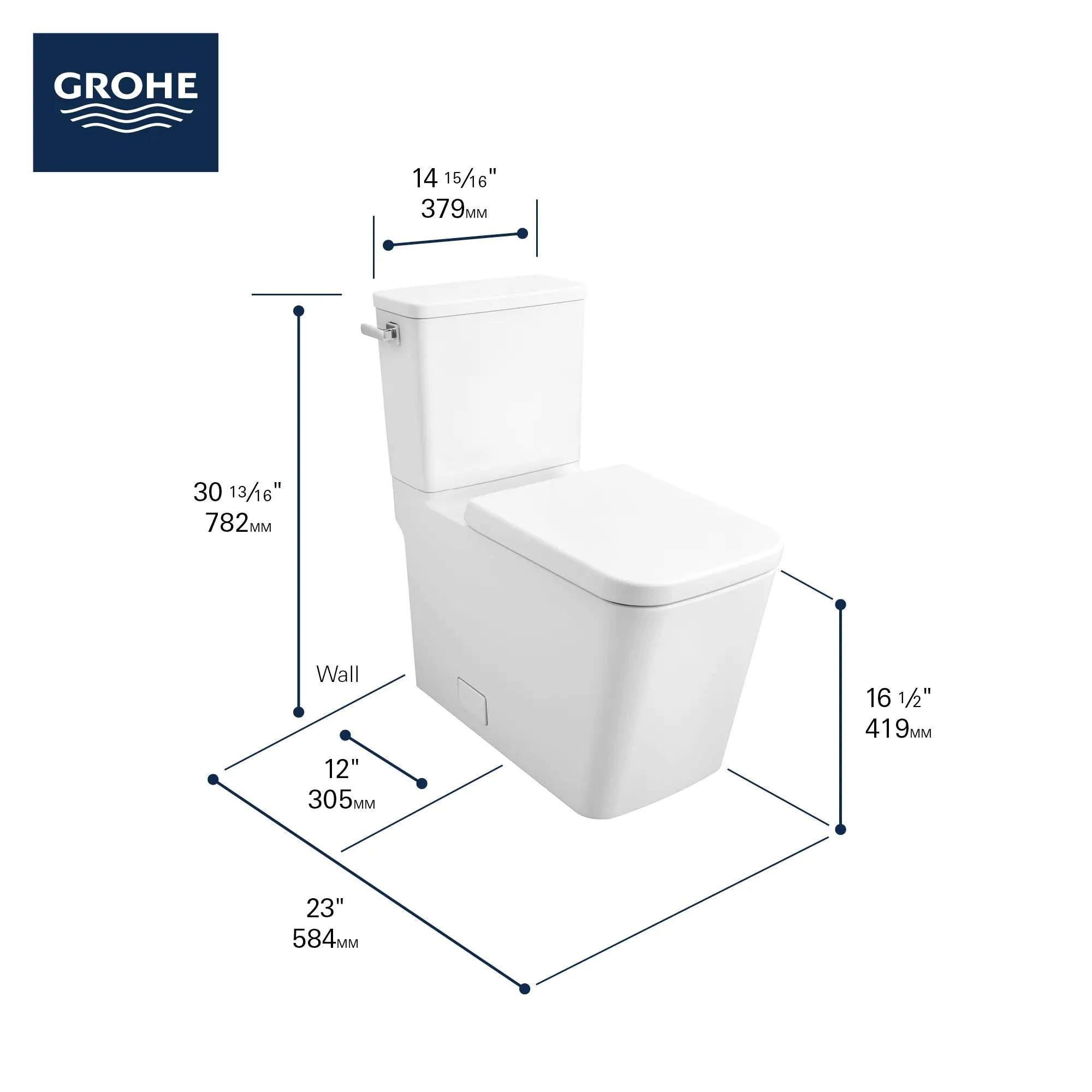 Two-piece Right Height Elongated Toilet with seat, Left-Hand Trip Lever // LEFT / ALPINE WHITE // 68839_GROHE_Eurocube_Toilet_39662000_Infographic_2_0_CDNwebp.webp