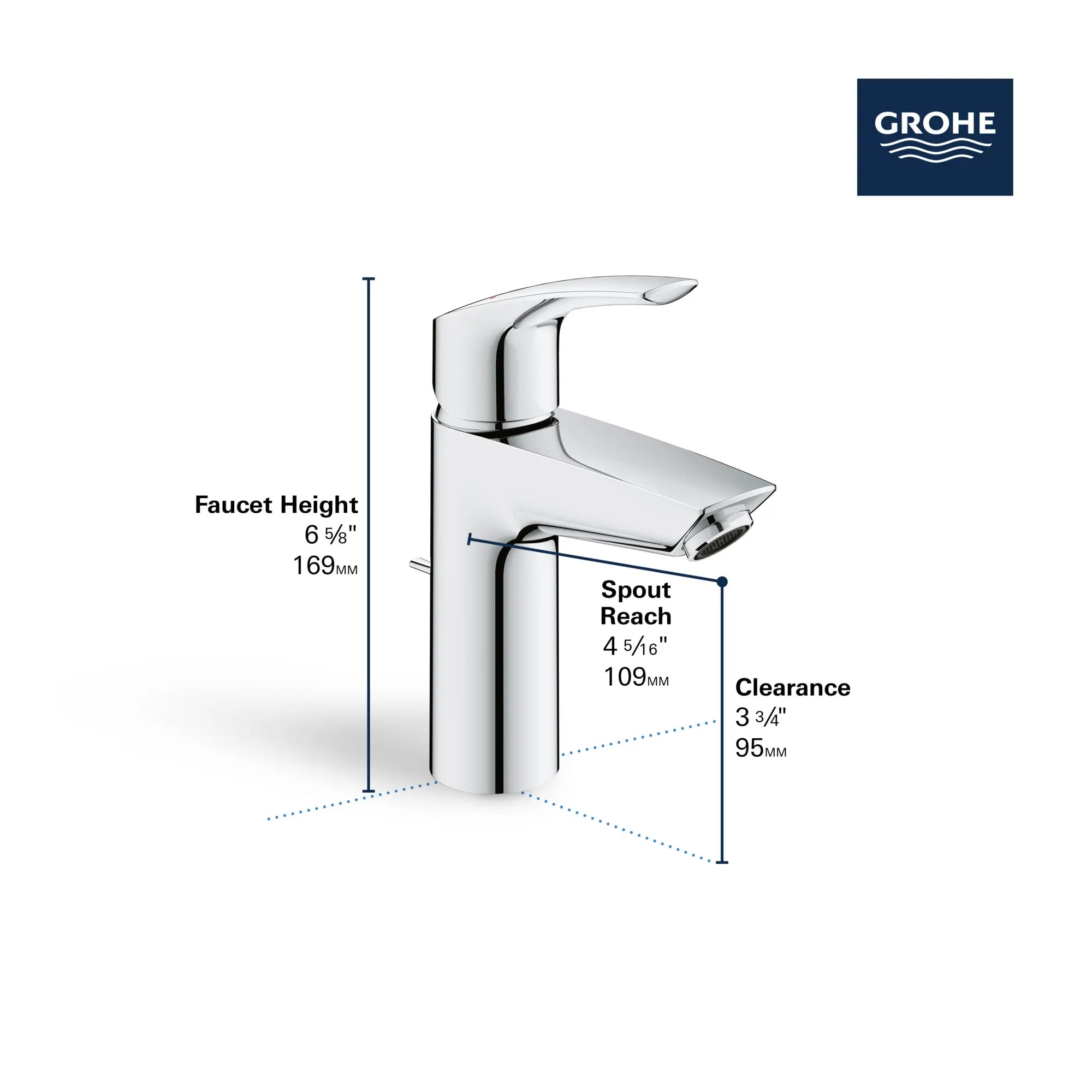 Single Hole Single-Handle S-Size Bathroom Faucet, 1.2 GPM (4.5 L/min) // GROHE STARLIGHT CHROME // 68853_GROHE_Eurosmart_Bath_Single_Handle_Faucets_32642_32643_3_Infographics_2_0_CDNwebp.webp