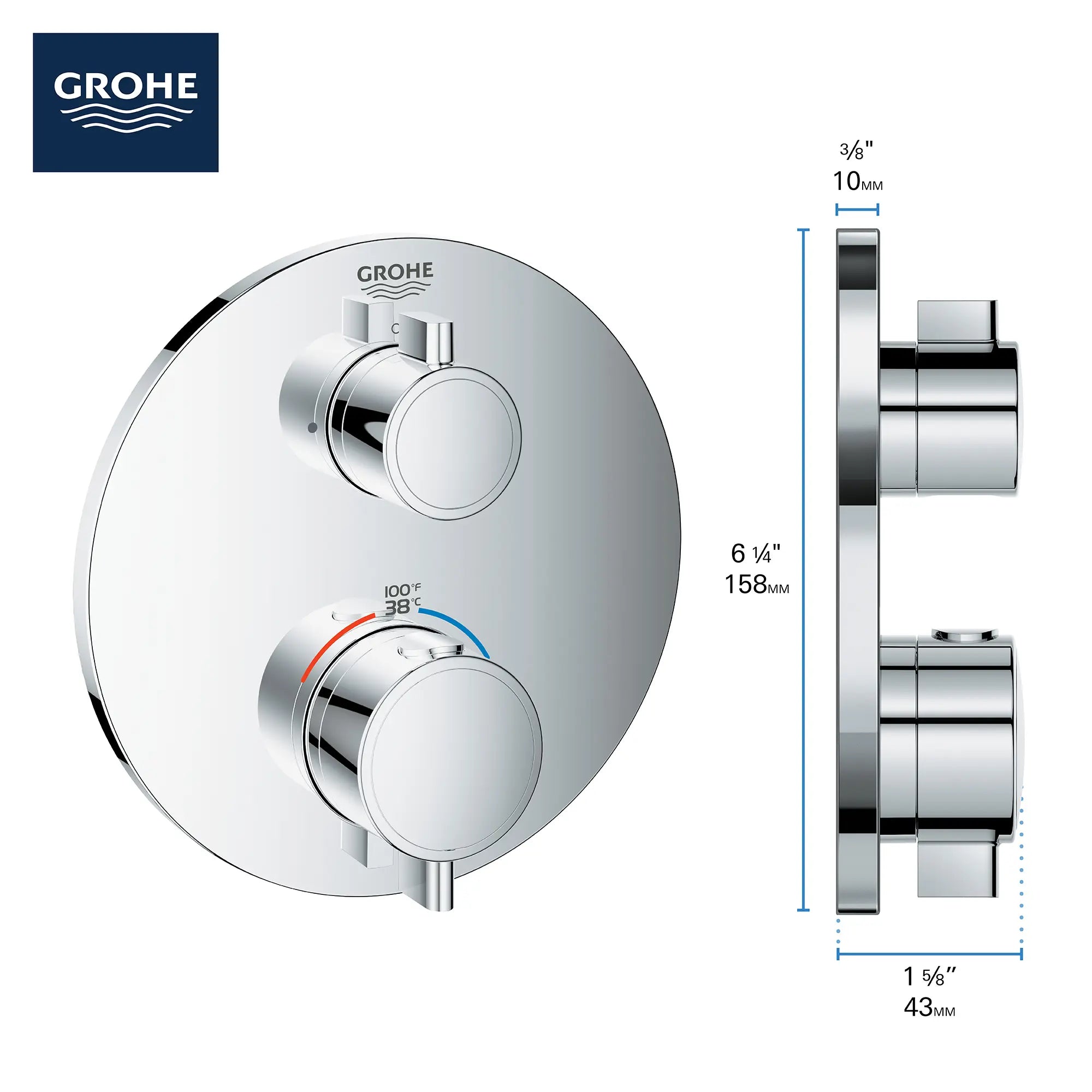 Single Function 2-Handle Thermostatic Valve Trim // GROHE STARLIGHT CHROME // 68920_GROHE_Info_Grohtherm_2handle_Thermo_24107_Round_Single_1_0_CDNwebp.webp
