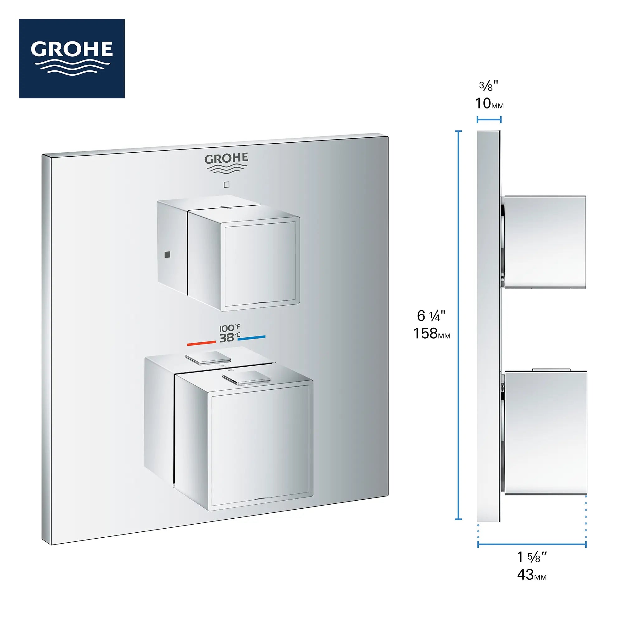 Single Function 2-Handle Thermostatic Valve Trim // GROHE STARLIGHT CHROME // 68957_GROHE_Info_Grohtherm_2handle_Thermo_24157_Cube_Single_1_0_CDNwebp.webp