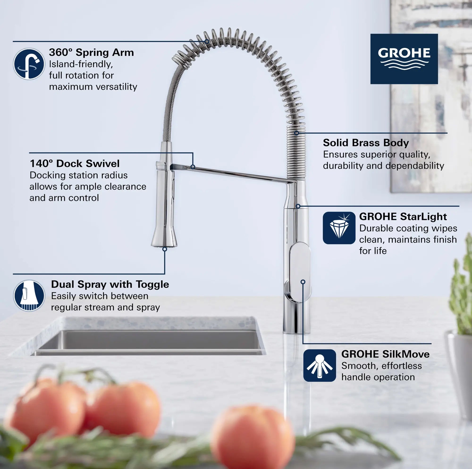K7 Medium Single-Handle Semi-Pro Dual Spray Kitchen Faucet 1.75 GPM (6.6 L/min) // GROHE STARLIGHT CHROME // 68972_GROHE_K7_SemiPro_Kitchen_Faucet_31380_0_Infographics_1_0_CDNwebp.webp