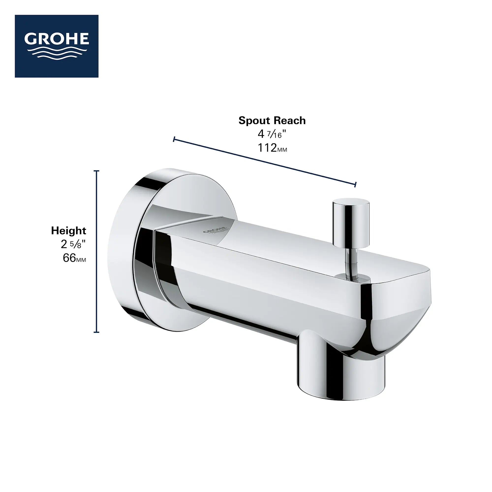 Diverter Tub Spout // GROHE STARLIGHT CHROME // 68976_2019_GROHE_Lineare_13382001_Infographic_0_CDNwebp.webp