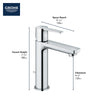 [2379400A] Single Hole Single-Handle S-Size Bathroom Faucet, 1.2 GPM (4.5 L/min) - GROHE StarLight Chrome