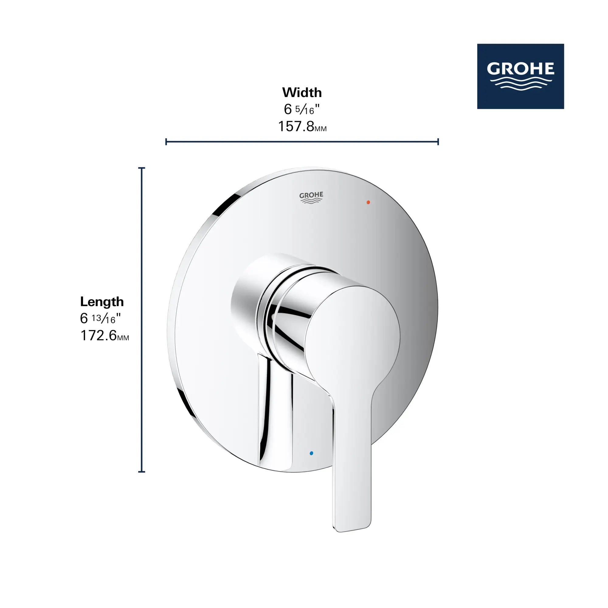 Pressure Balance Valve Trim with Cartridge // GROHE STARLIGHT CHROME // 69004_GROHE_Lineare_Trim_29330_0_Infographics_2_0_CDNwebp.webp