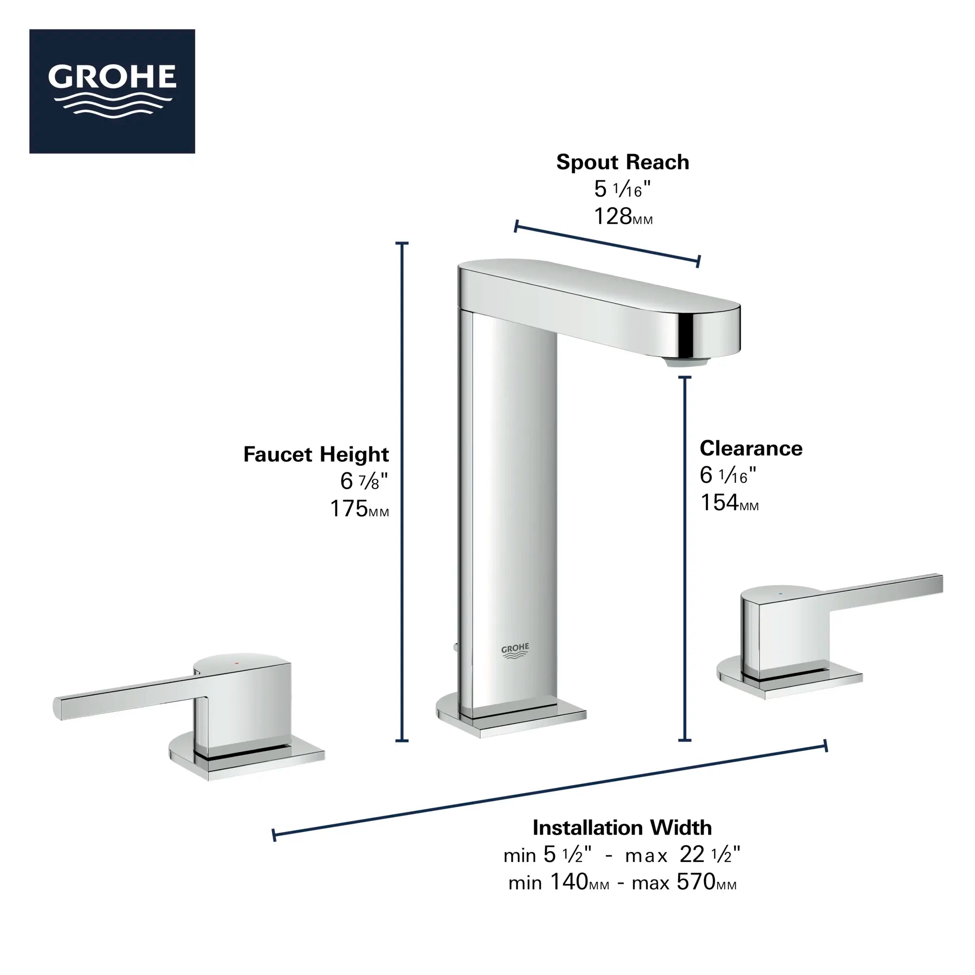 8-inch Widespread 2-Handle L-Size Bathroom Faucet, 1.2 GPM (4.5 L/min) // GROHE STARLIGHT CHROME // 69035_GROHE_Plus_Bath_20302003_Info_F2_0_CDNwebp.webp