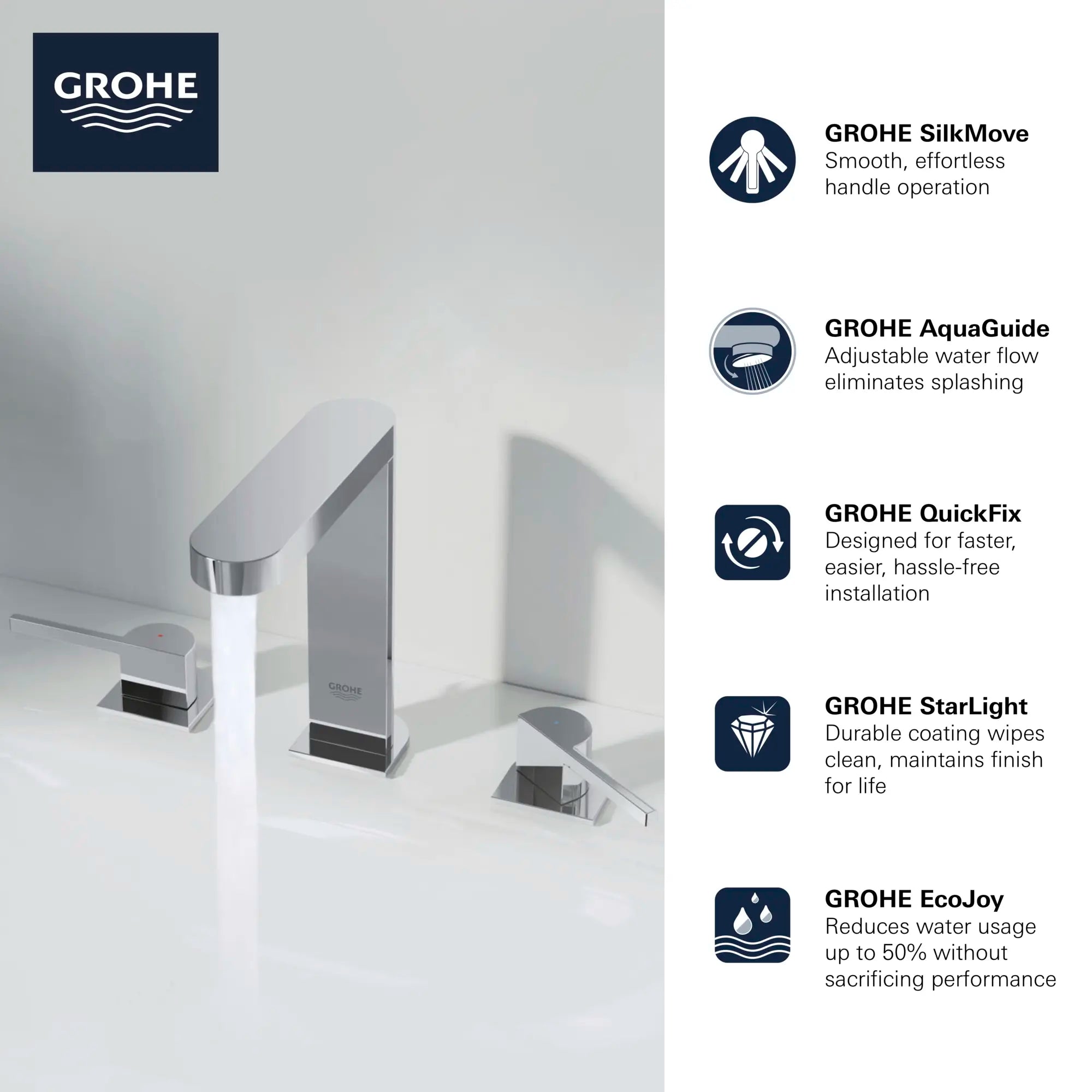 8-inch Widespread 2-Handle L-Size Bathroom Faucet, 1.2 GPM (4.5 L/min) // GROHE STARLIGHT CHROME // 69036_GROHE_Plus_Bath_20302003_Info_F1_0_CDNwebp.webp